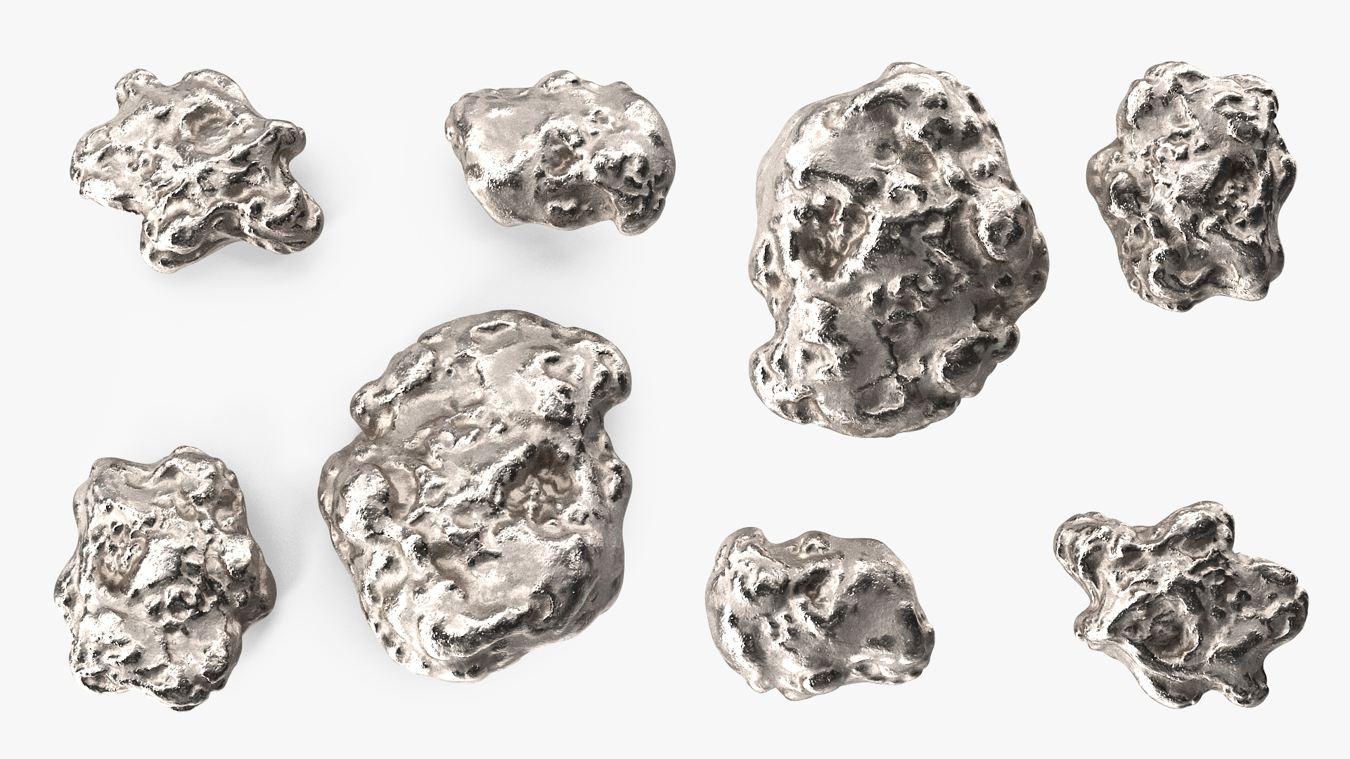 3D Metallic Silver Big Minerals model