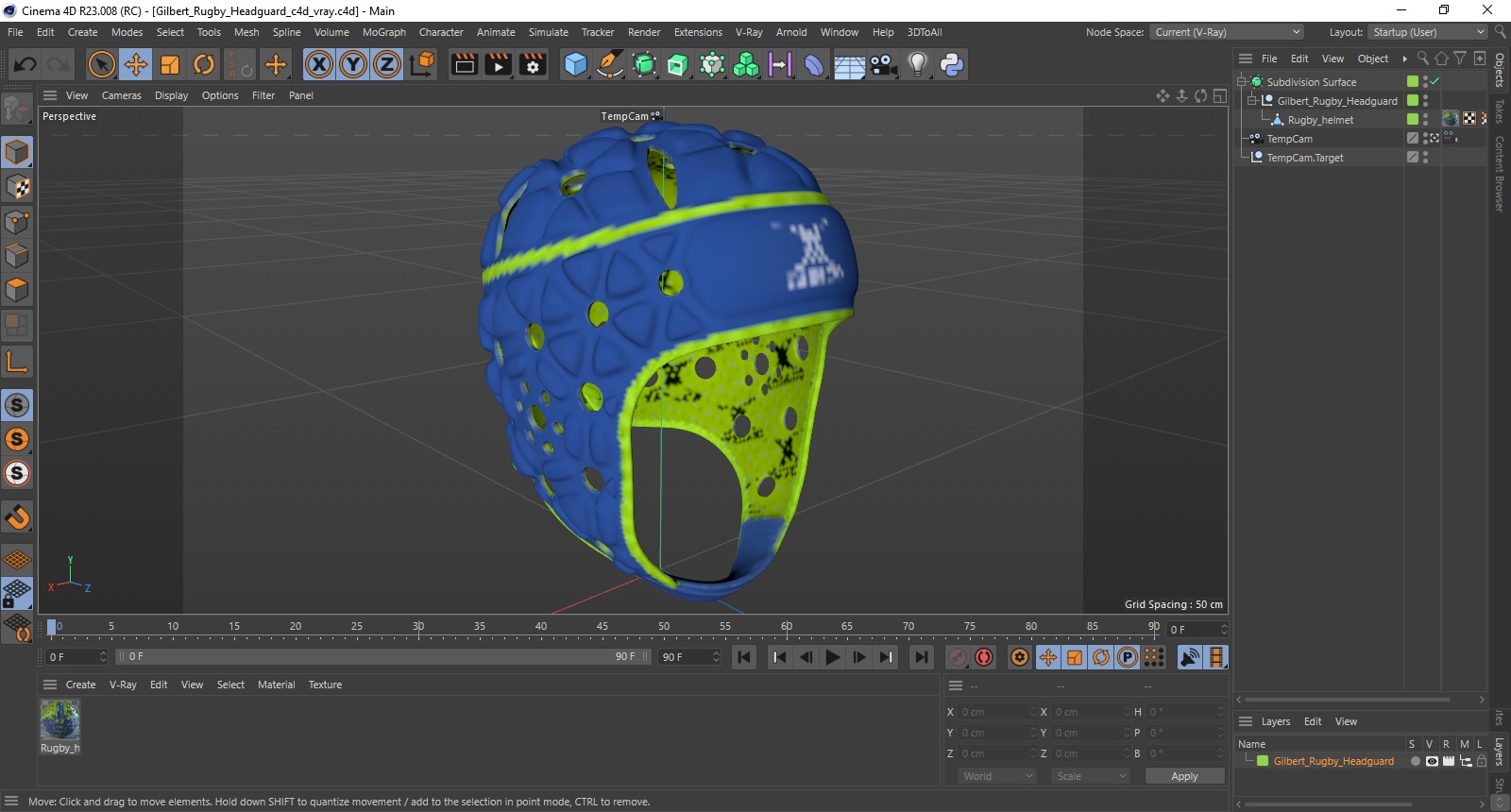 3D Gilbert Rugby Headguard model