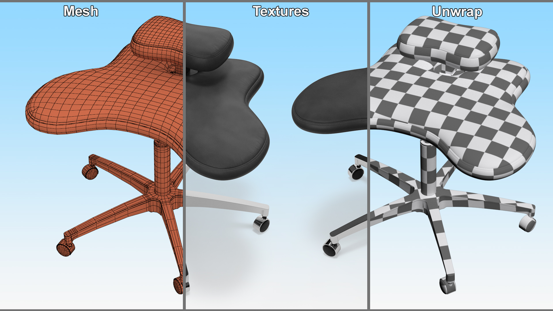 Cross Legged Office Chair with Wheels 3D