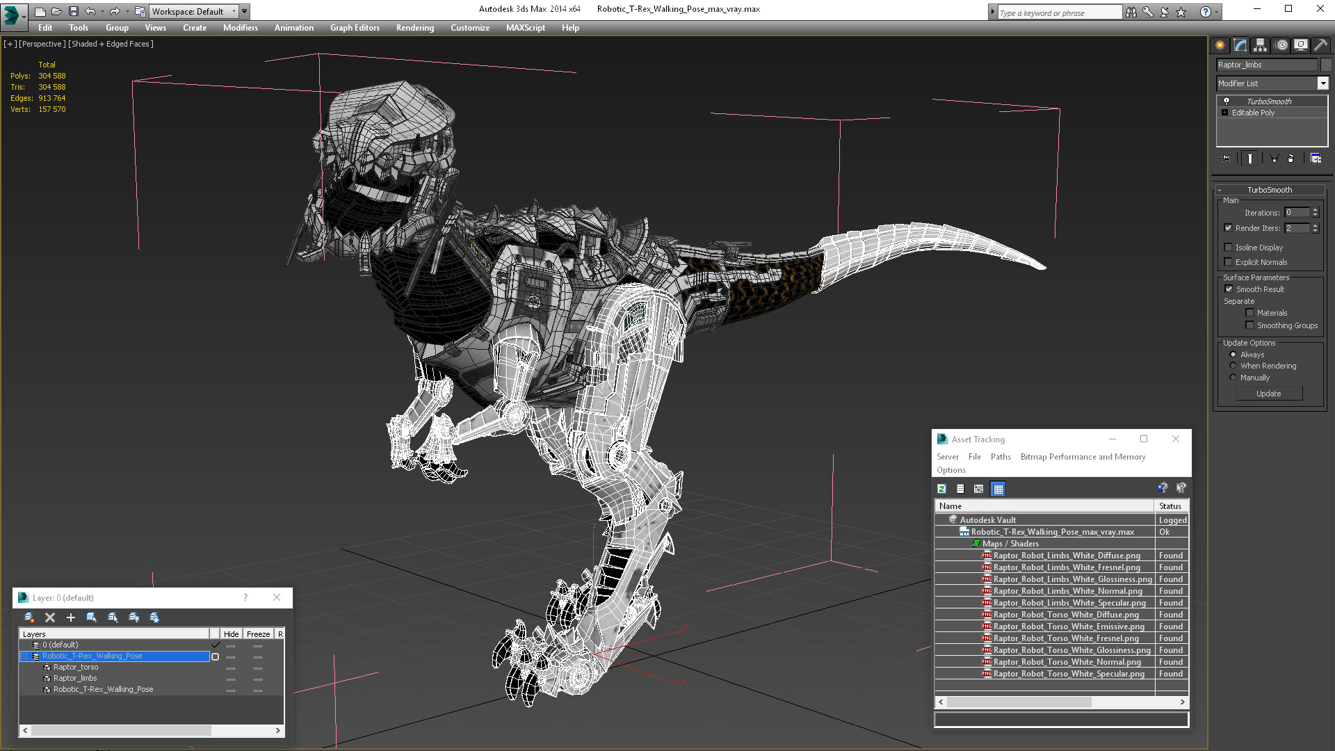 3D Robotic T-Rex Walking Pose