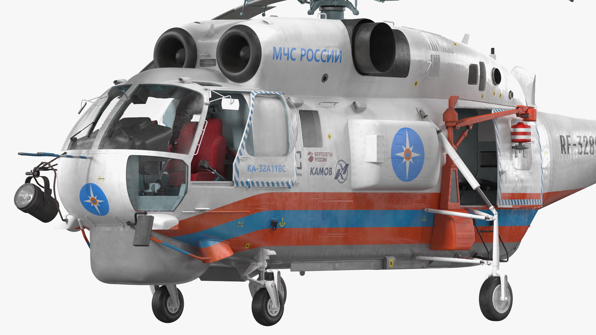 3D Kamov KA32 Russia EMERCOM Helicopter Rigged model