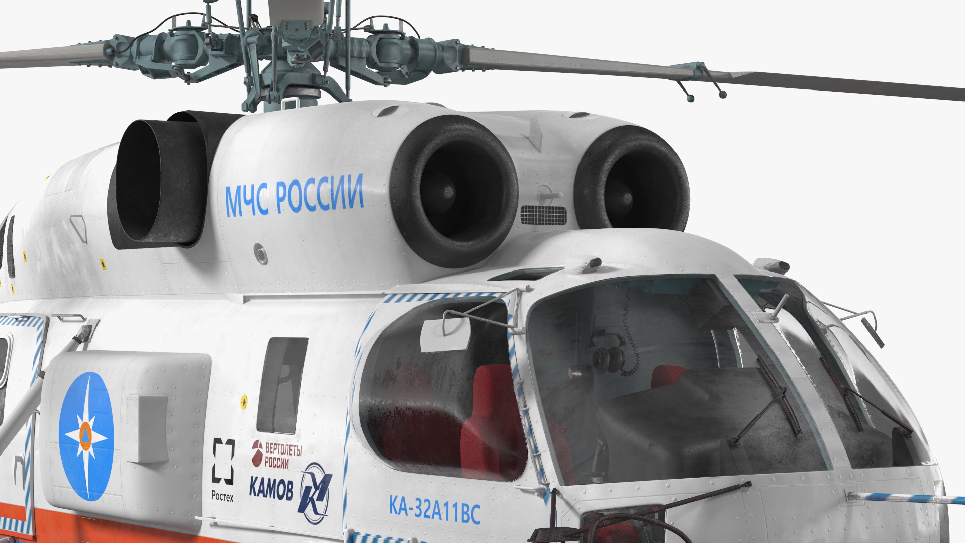 3D Kamov KA32 Russia EMERCOM Helicopter Rigged model