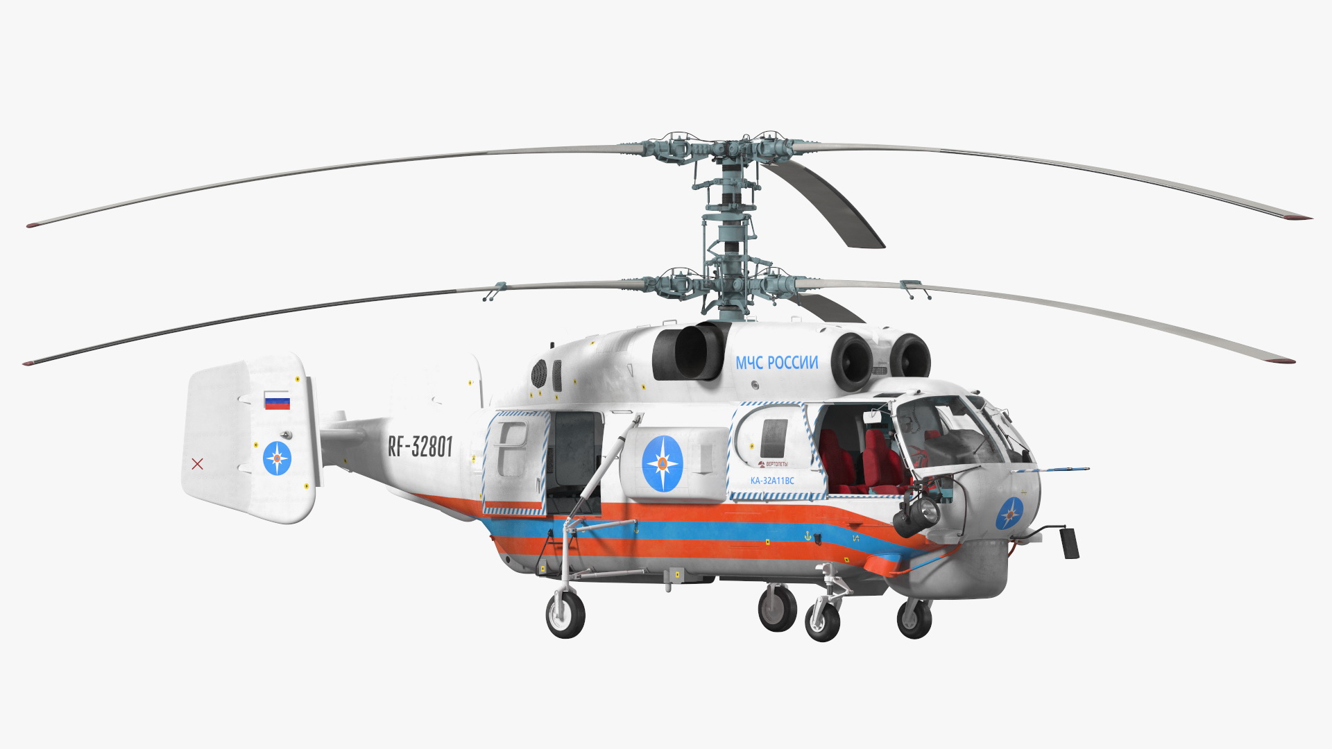 3D Kamov KA32 Russia EMERCOM Helicopter Rigged model