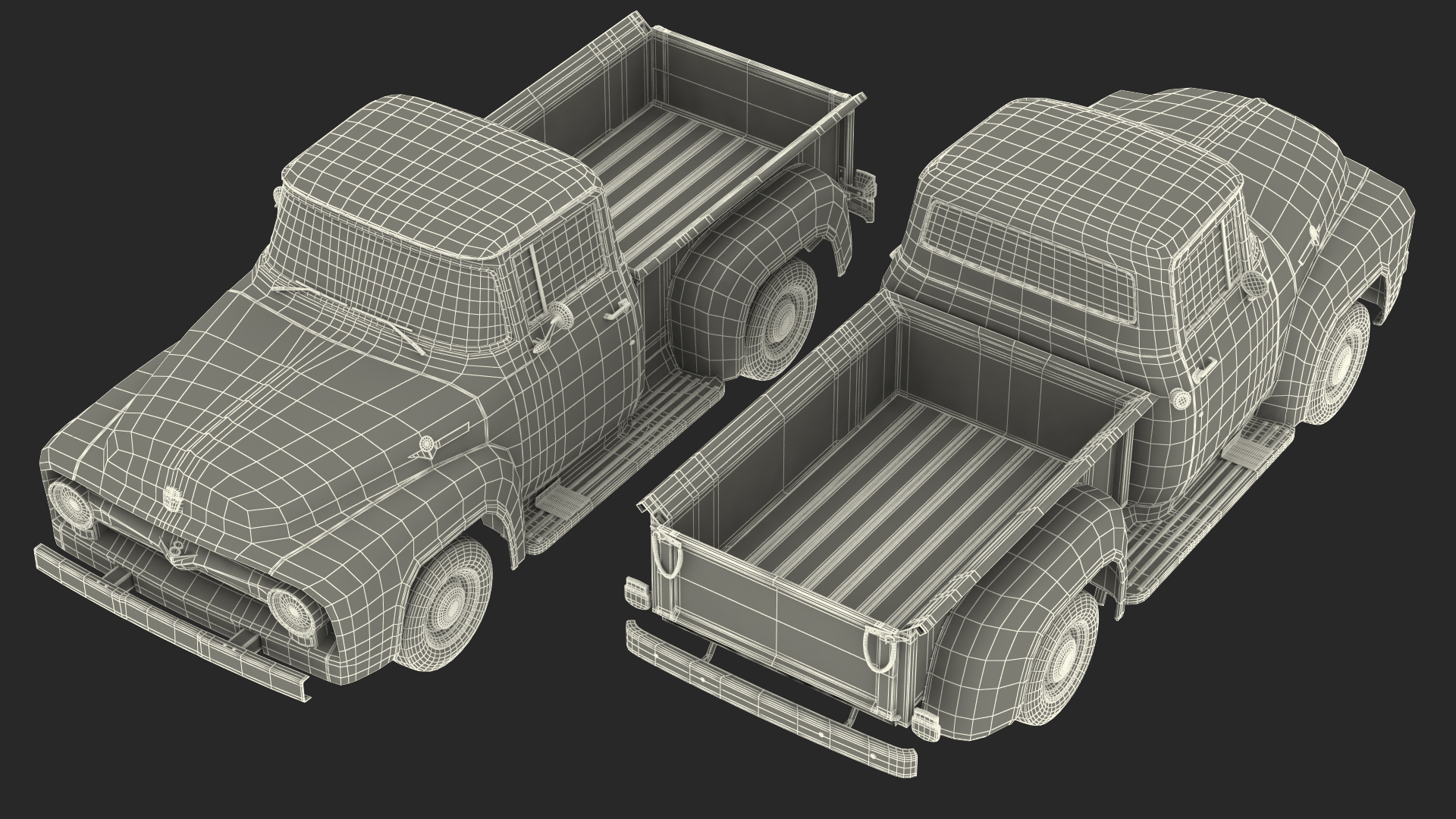 1956 Ford F100 Pickup Truck Rigged 3D model