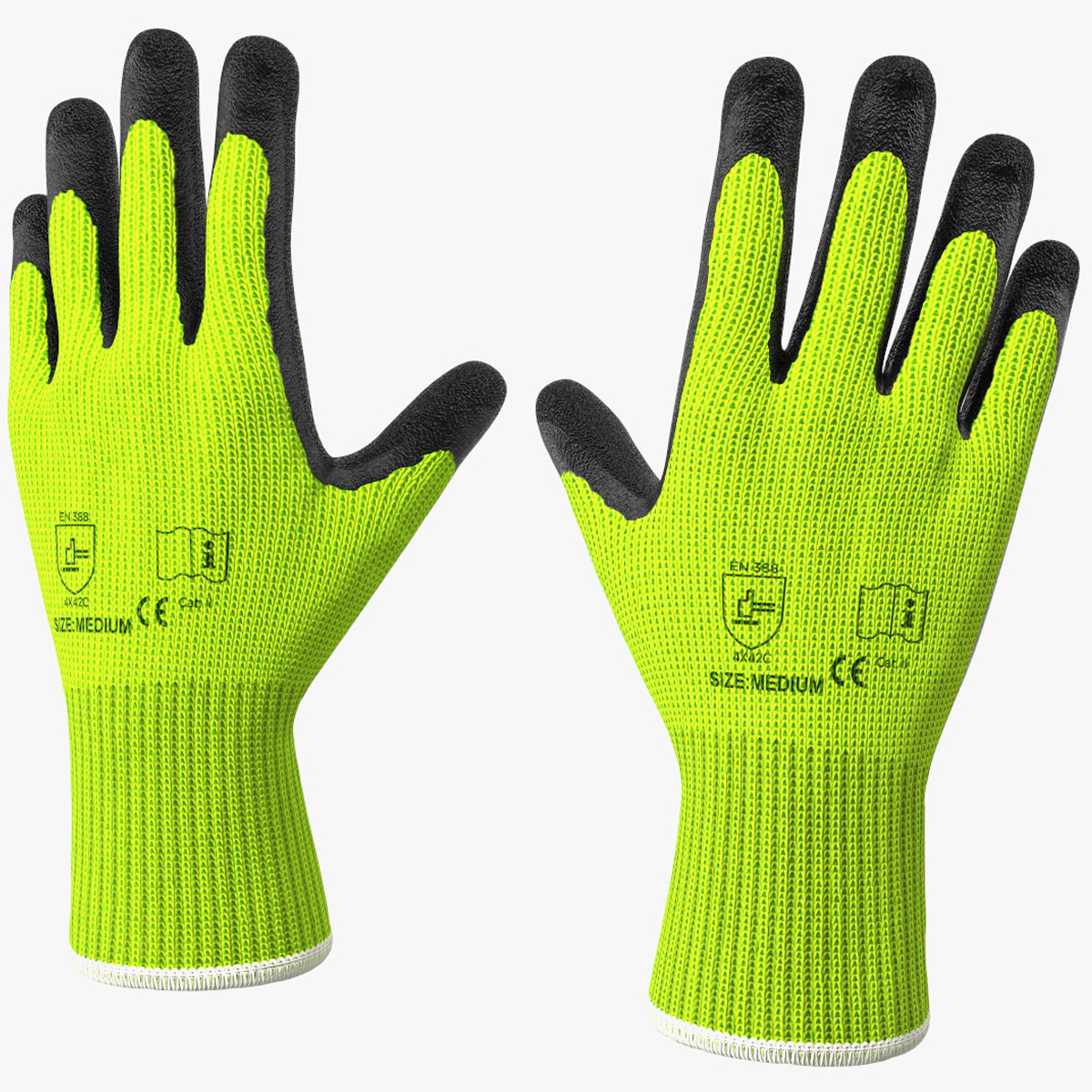 3D model Safety Work Gloves Green Rigged for Cinema 4D