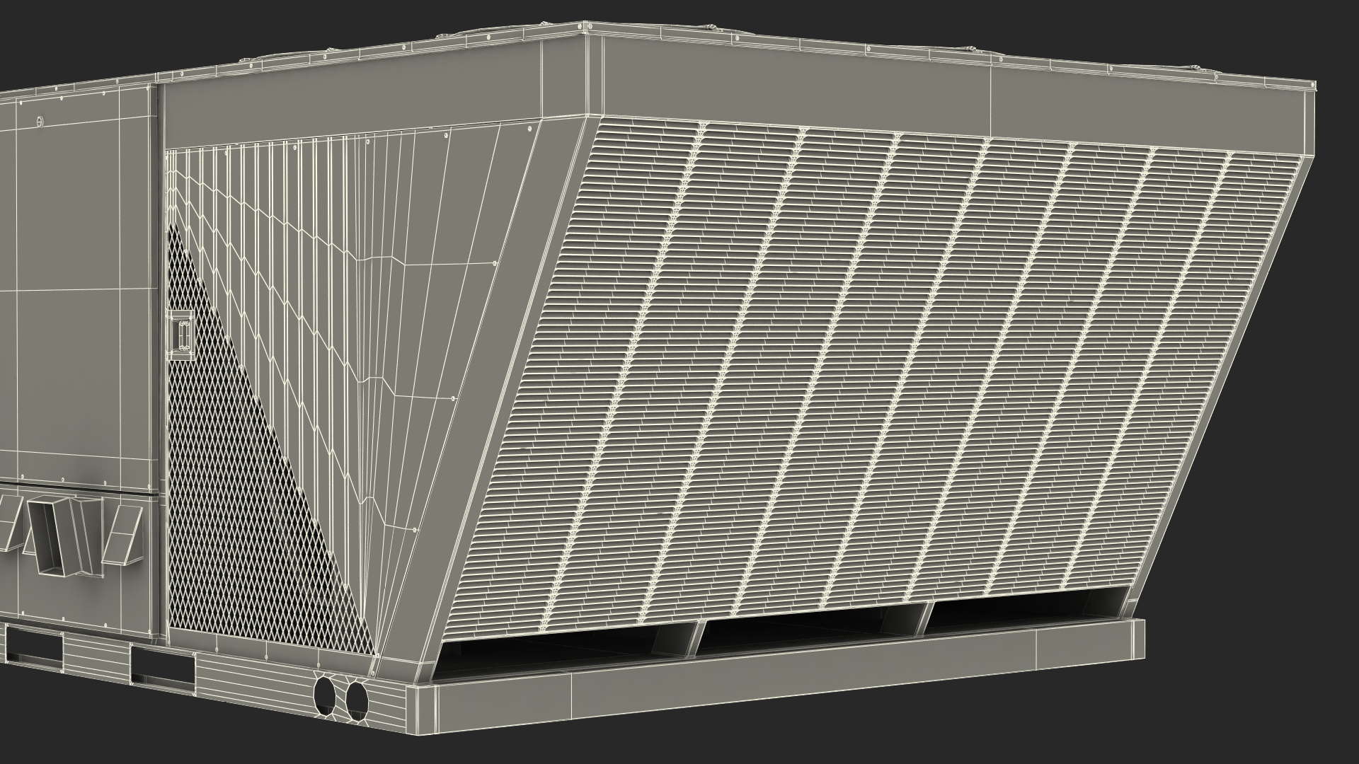 Industrial Rooftop Air Conditioning System Rusted 3D model