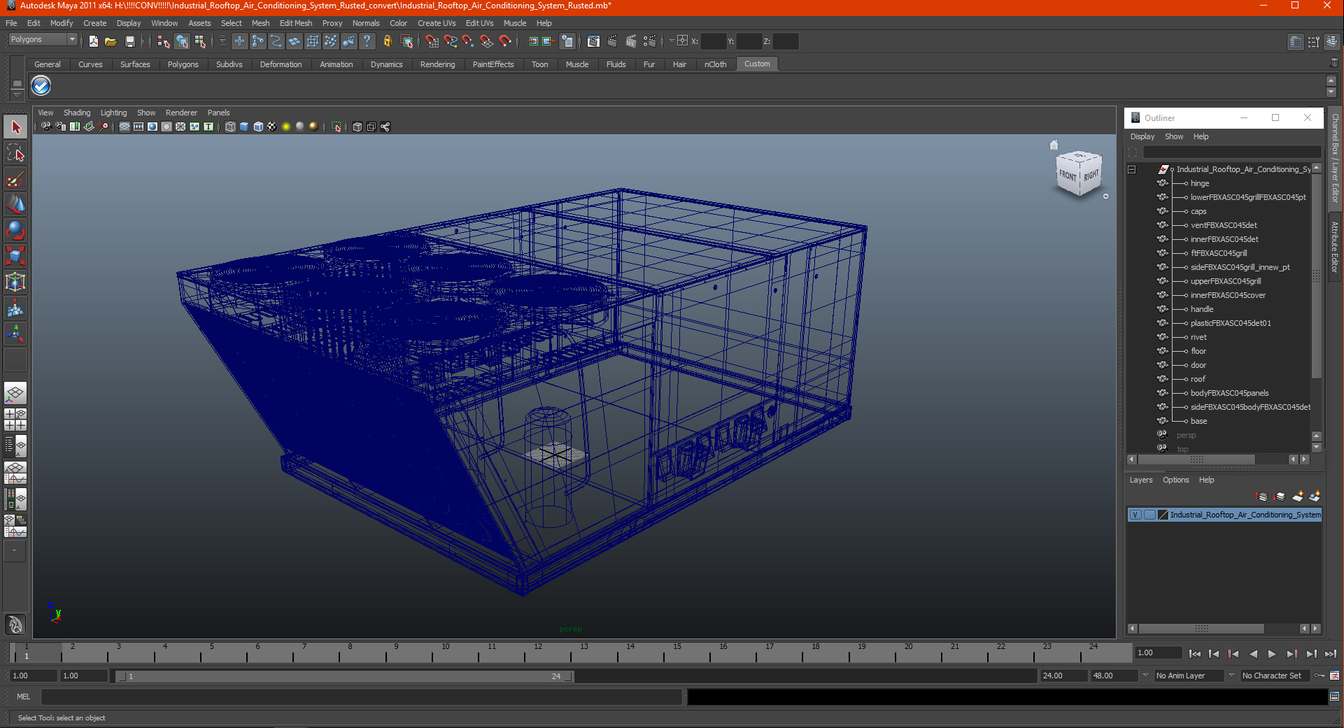 Industrial Rooftop Air Conditioning System Rusted 3D model