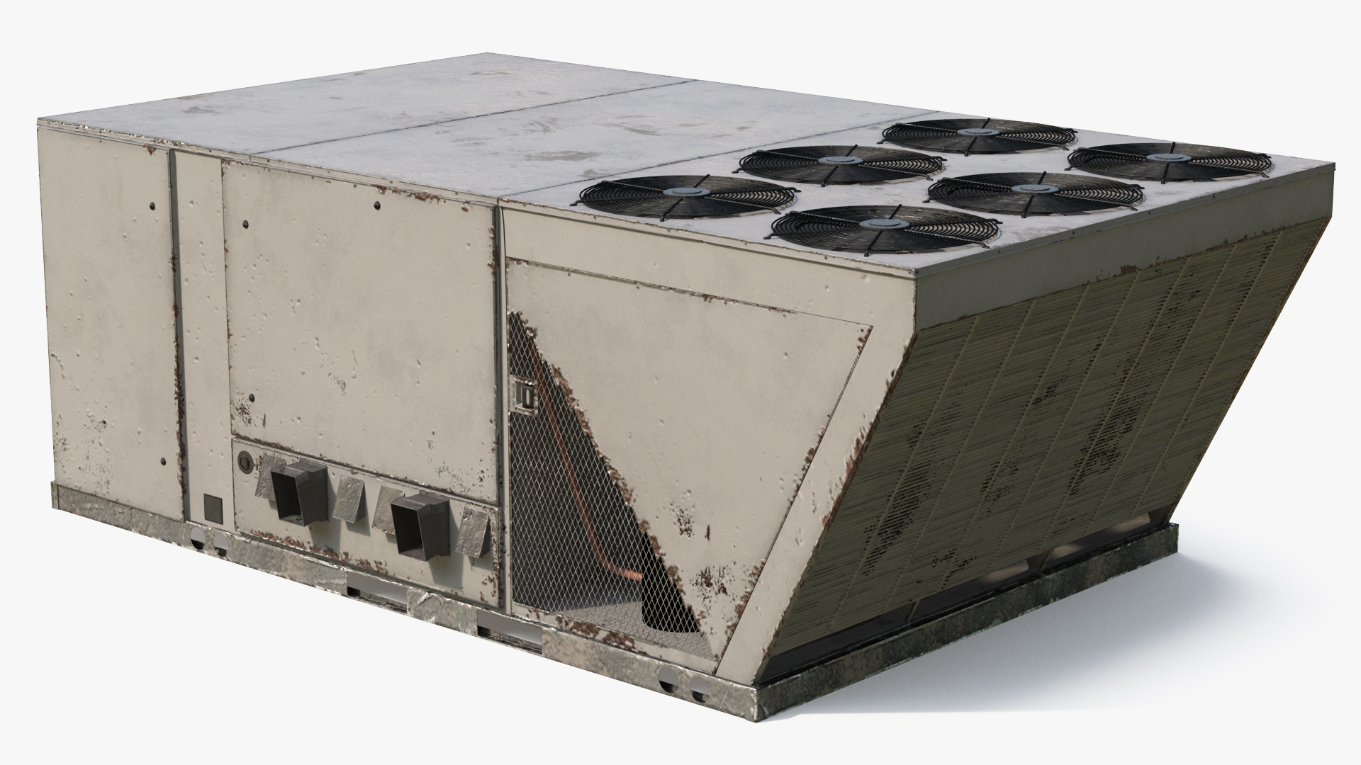 Industrial Rooftop Air Conditioning System Rusted 3D model