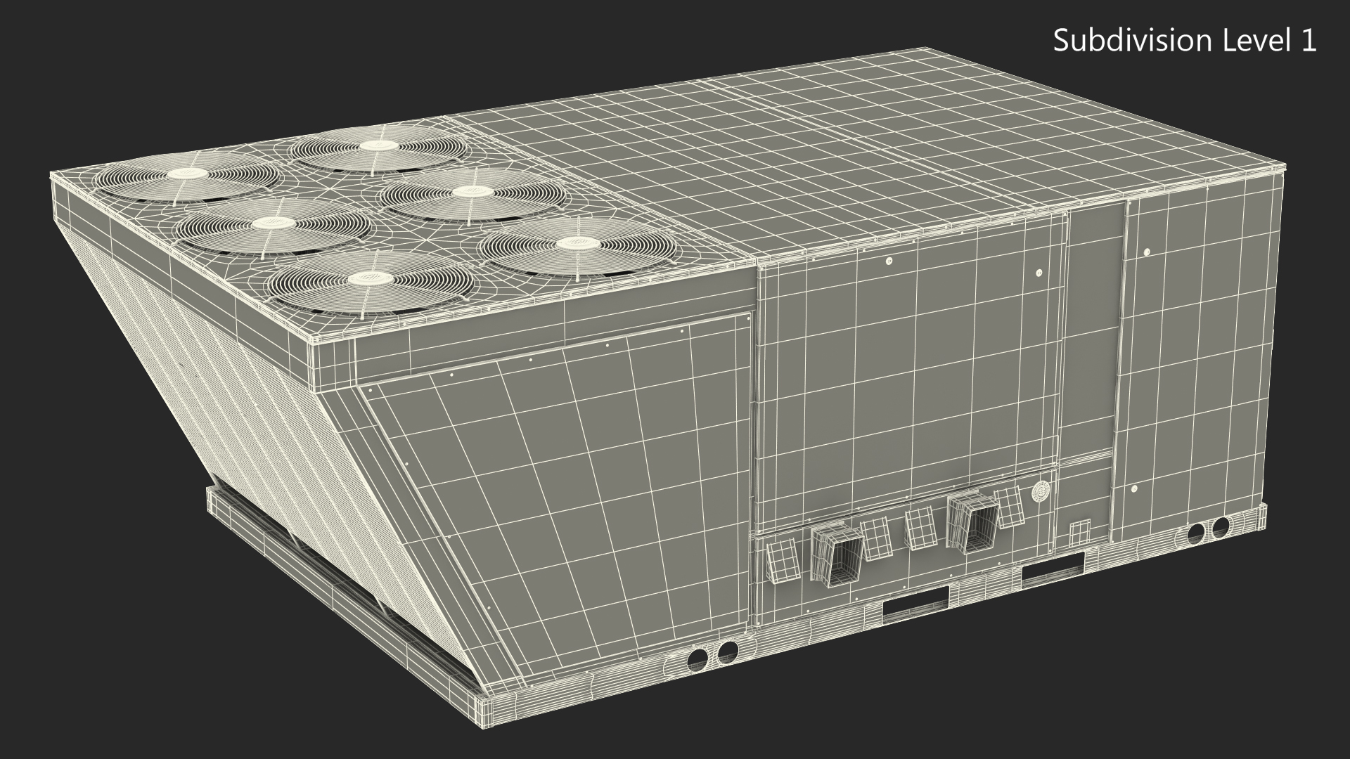 Industrial Rooftop Air Conditioning System Rusted 3D model