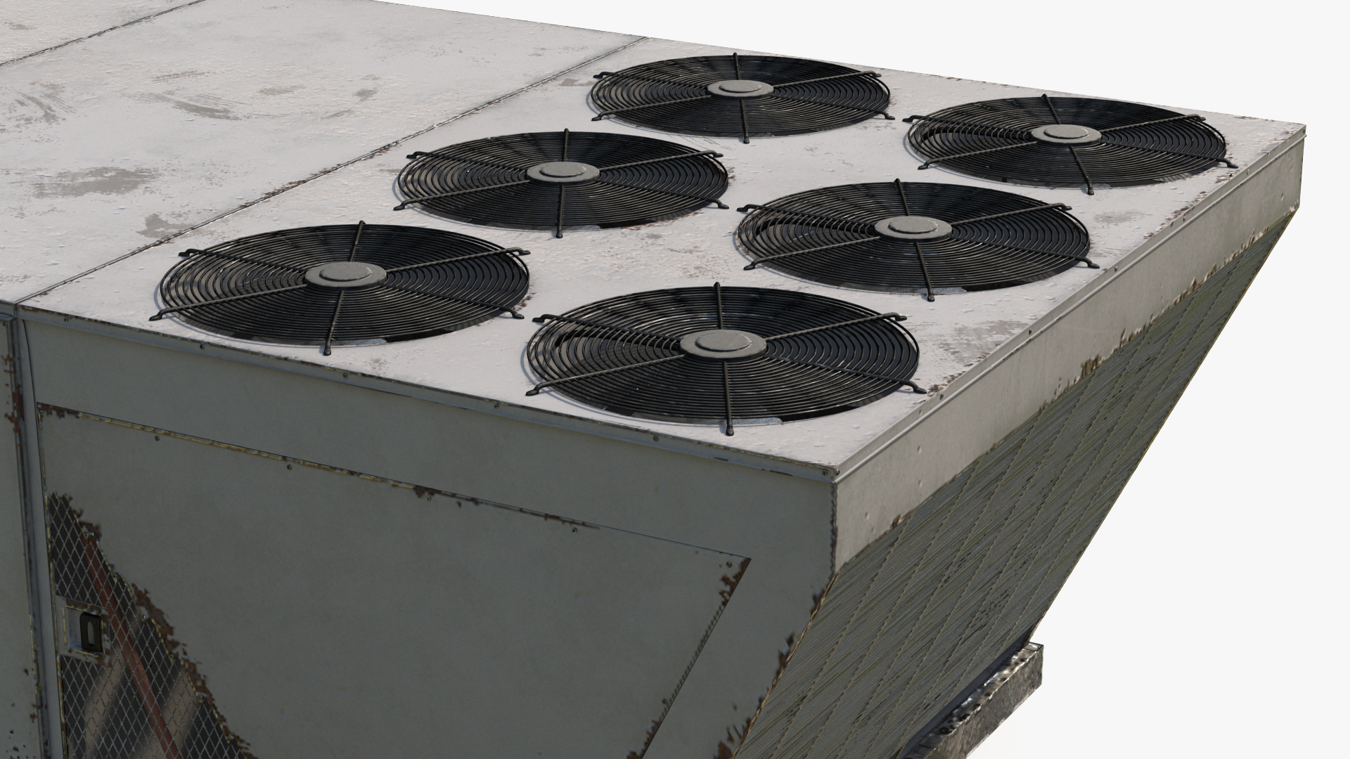 Industrial Rooftop Air Conditioning System Rusted 3D model