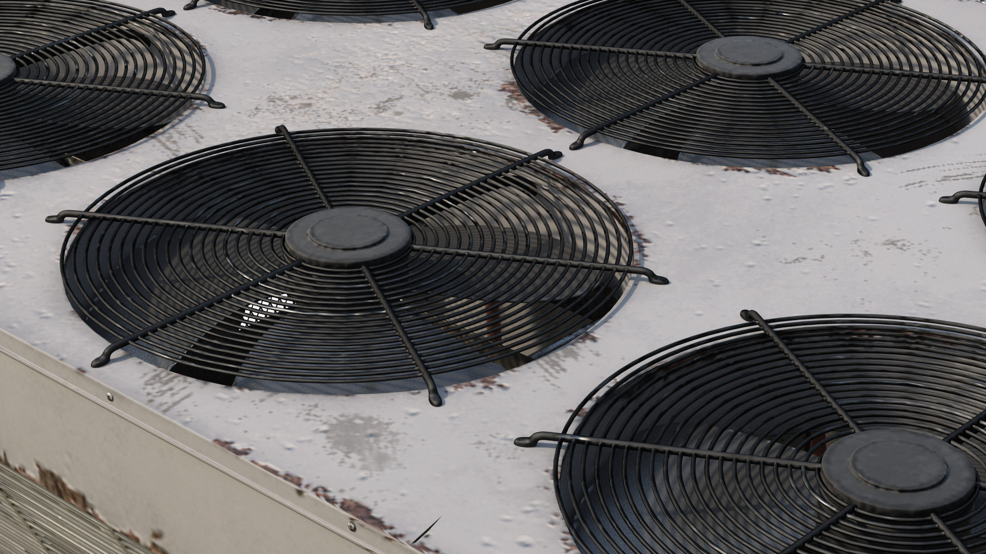 Industrial Rooftop Air Conditioning System Rusted 3D model