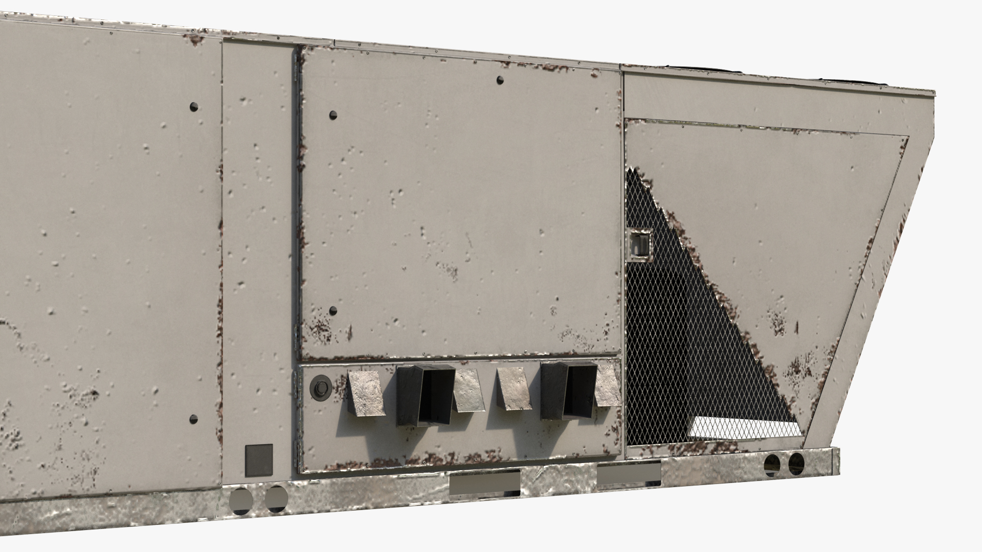 Industrial Rooftop Air Conditioning System Rusted 3D model