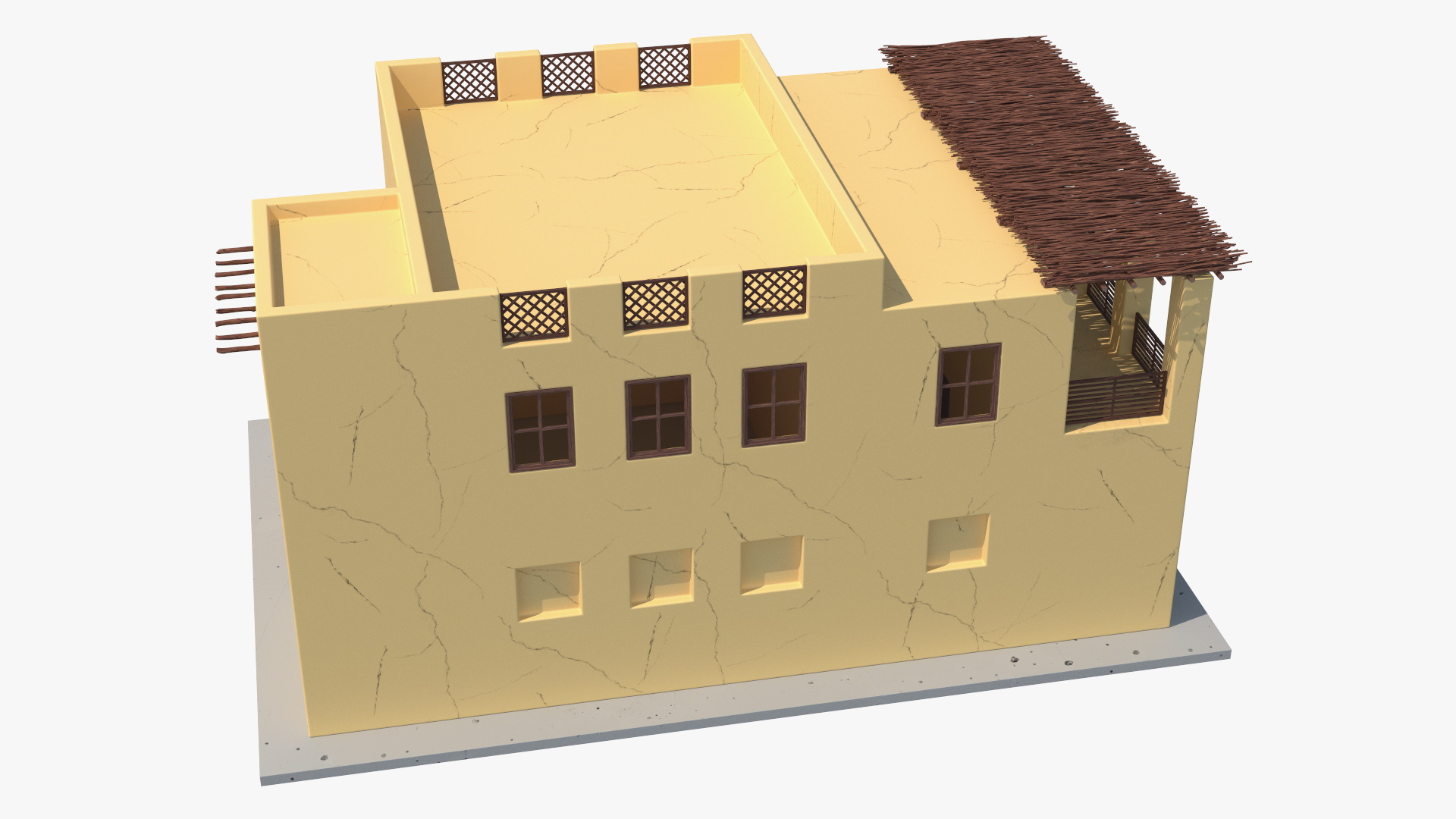 Cartoon Large Arab House with Terrace 3D