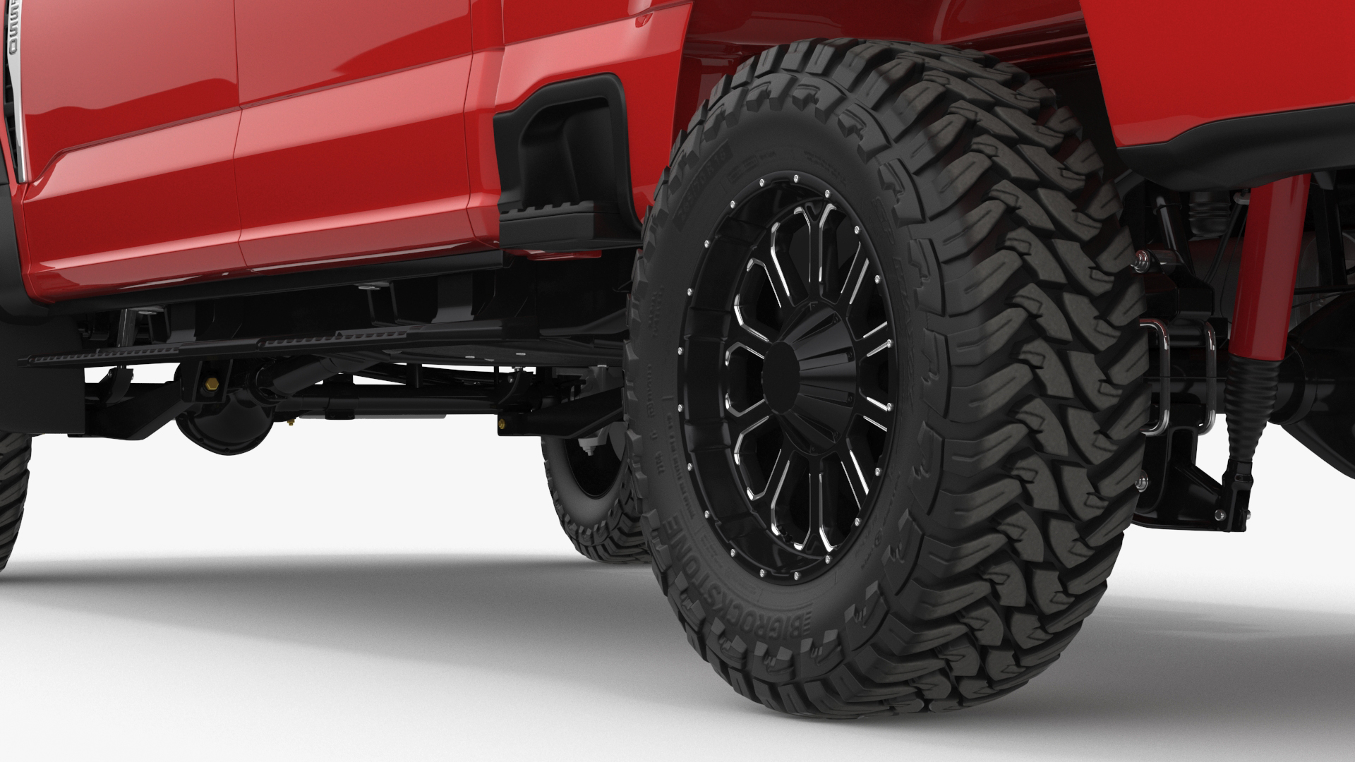 3D Ford Super Duty F-550 2023 Lift Kit Red Rigged