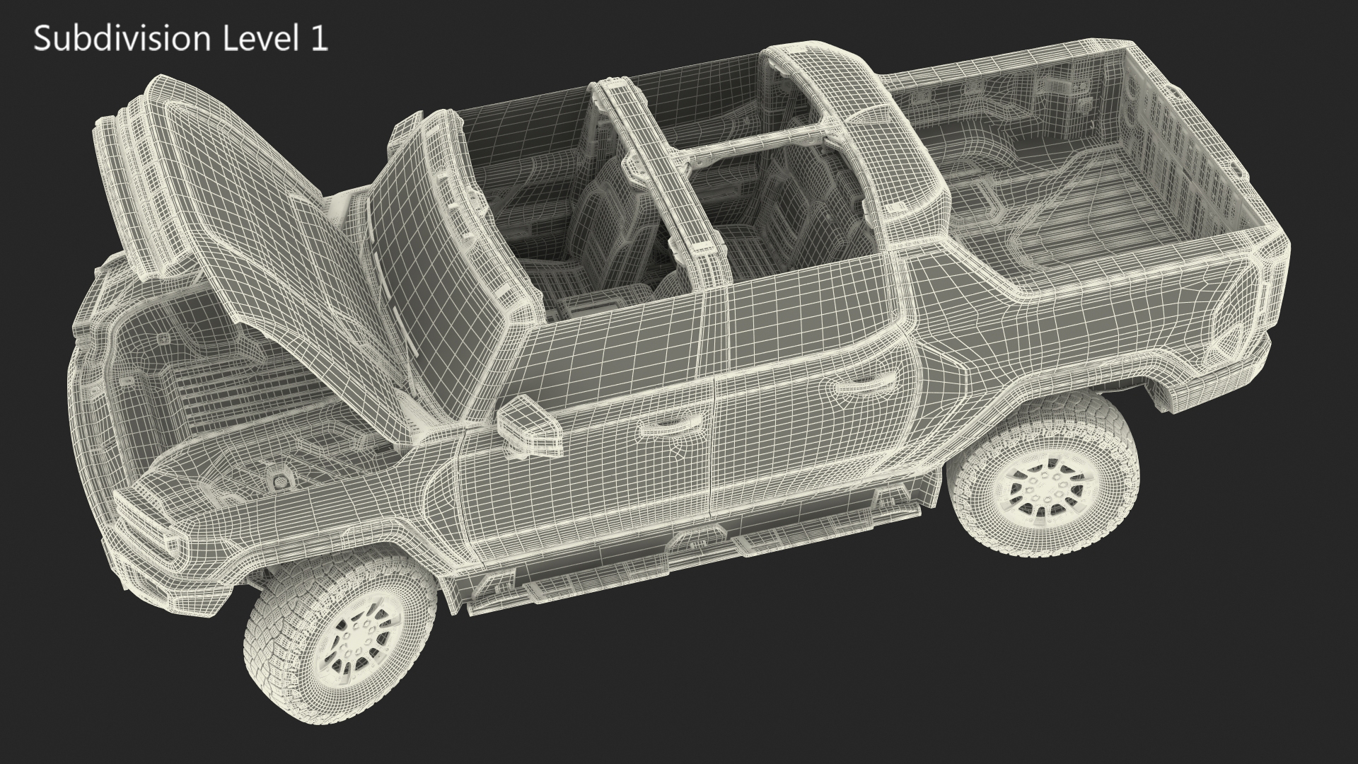 3D Electric Pickup Truck Rigged model