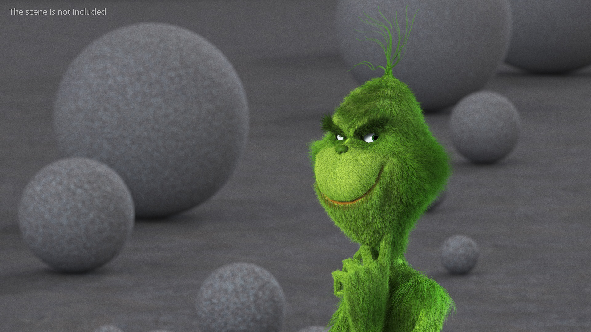 3D Christmas Cartoon Character Grinch with Fur model