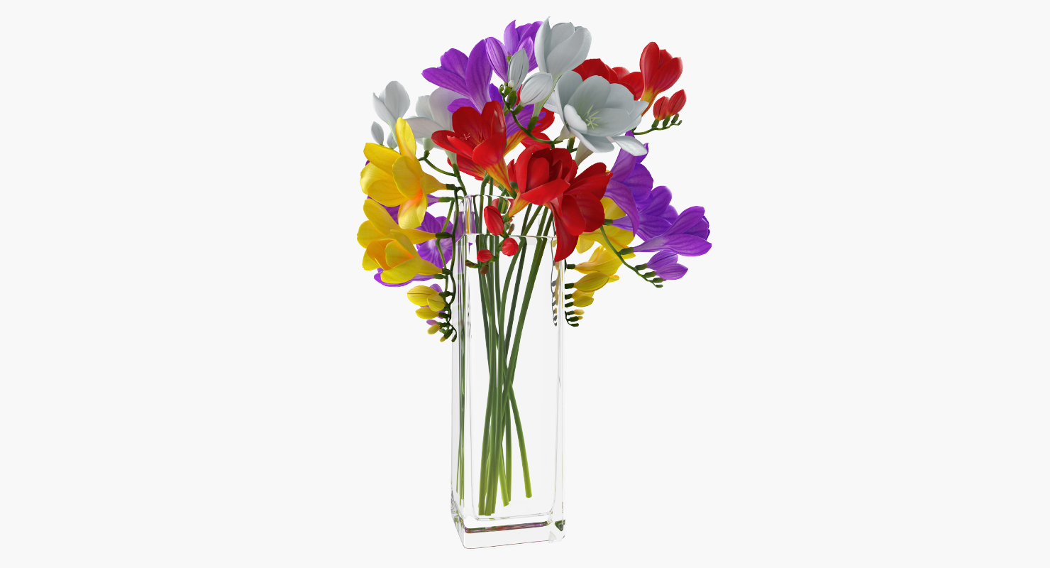 3D Freesia Flowers Bouquet in Vase