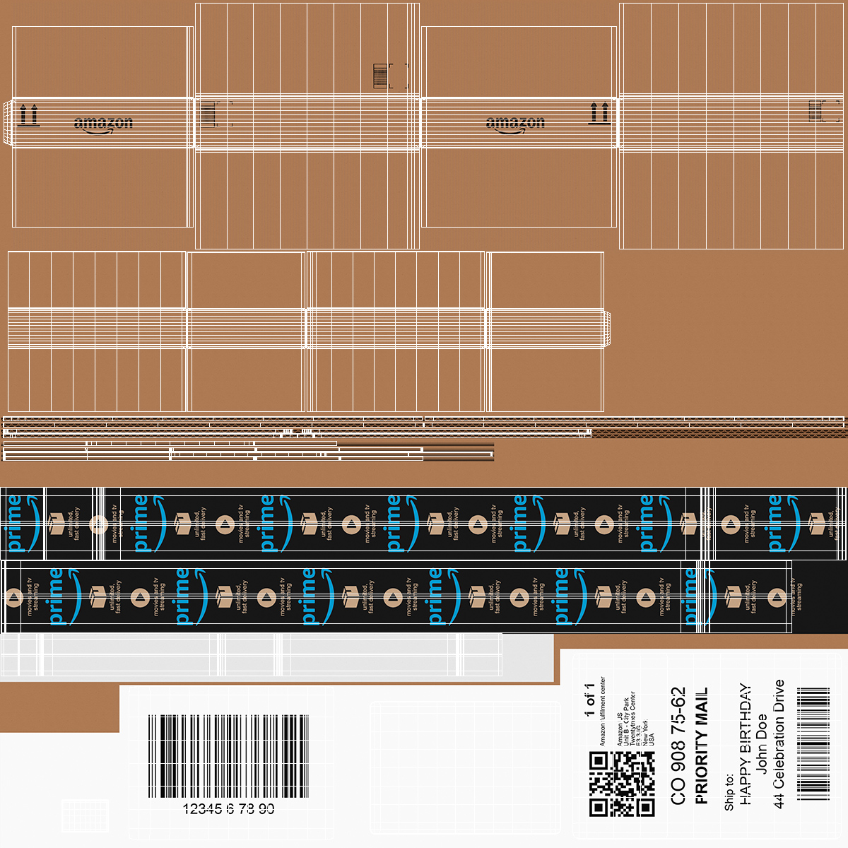 Amazon Parcels Box 53x45x12 3D