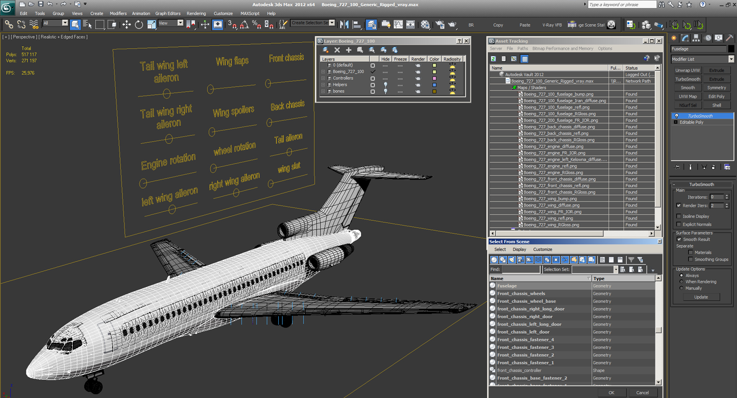 Boeing 727 100 Generic Rigged 3D model