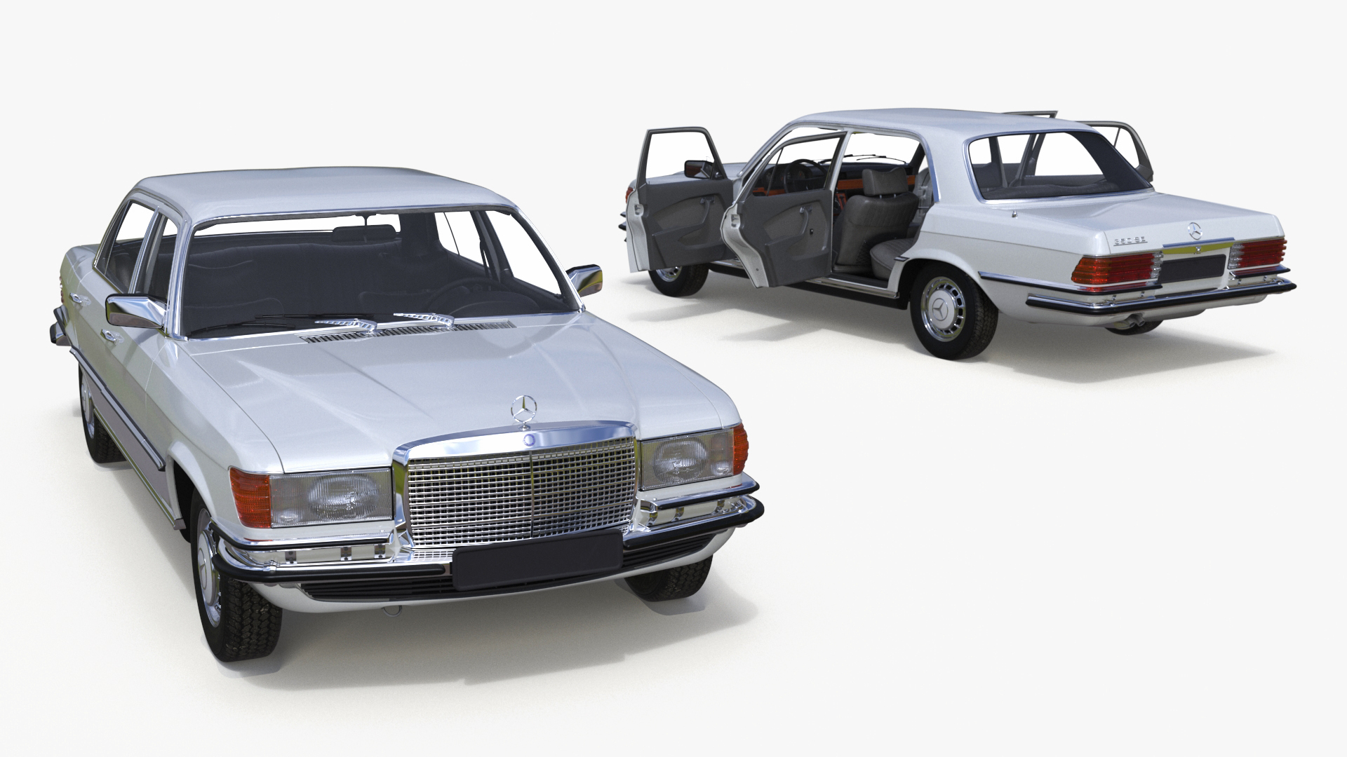 Classic Mercedes Benz 350 SE White 3D model