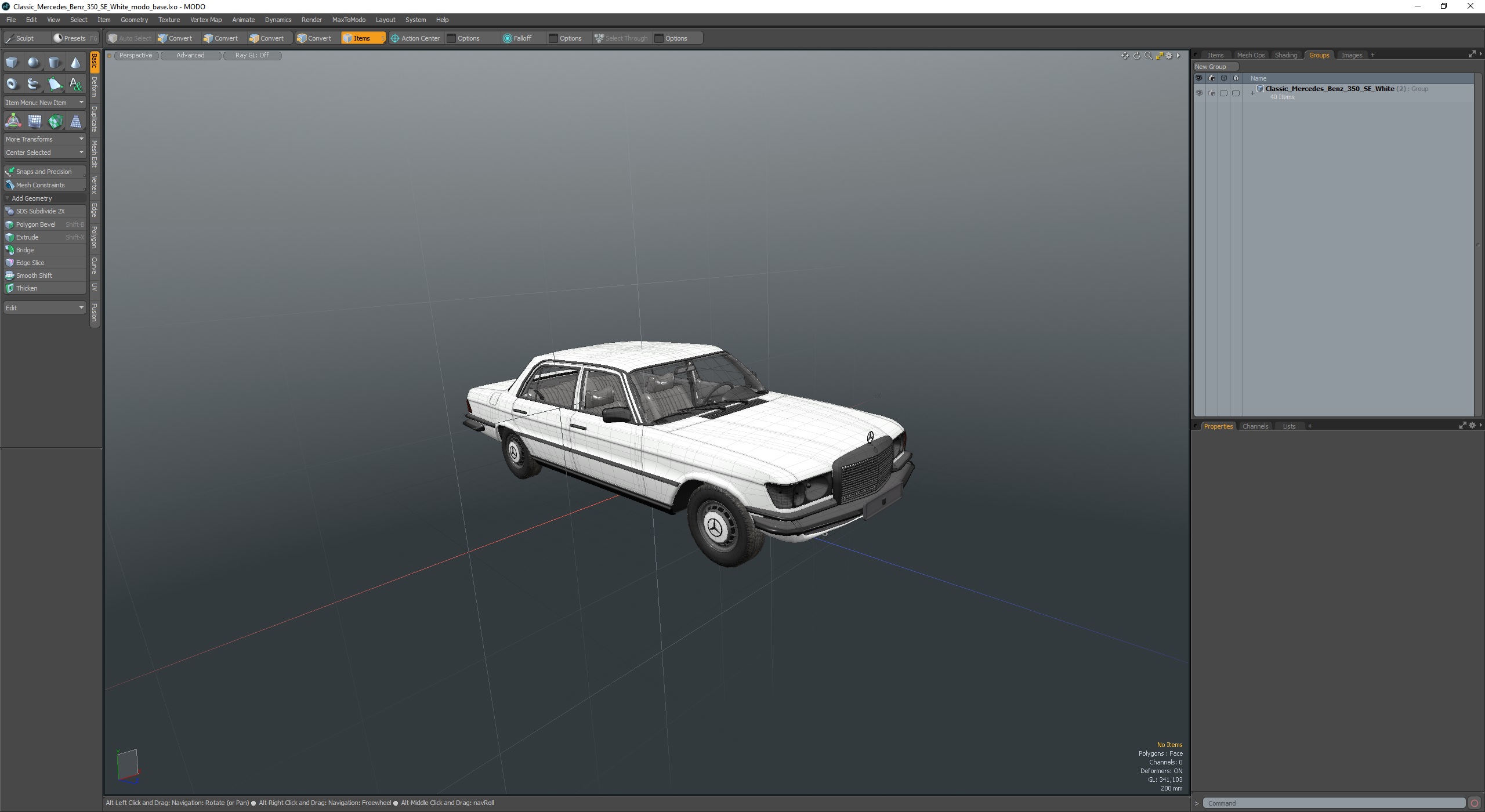 Classic Mercedes Benz 350 SE White 3D model