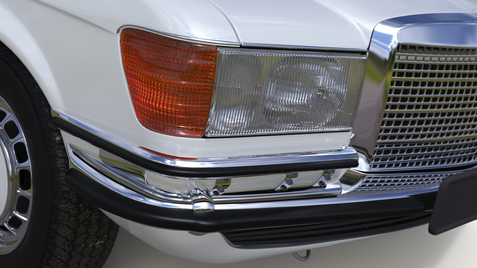 Classic Mercedes Benz 350 SE White 3D model