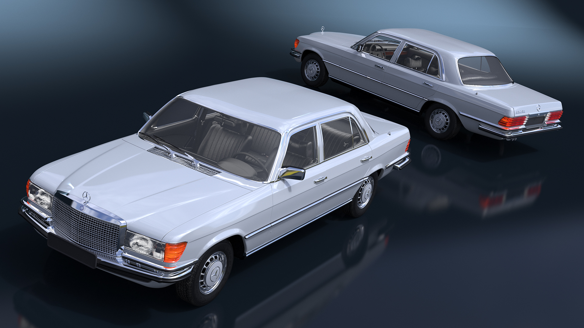 Classic Mercedes Benz 350 SE White 3D model