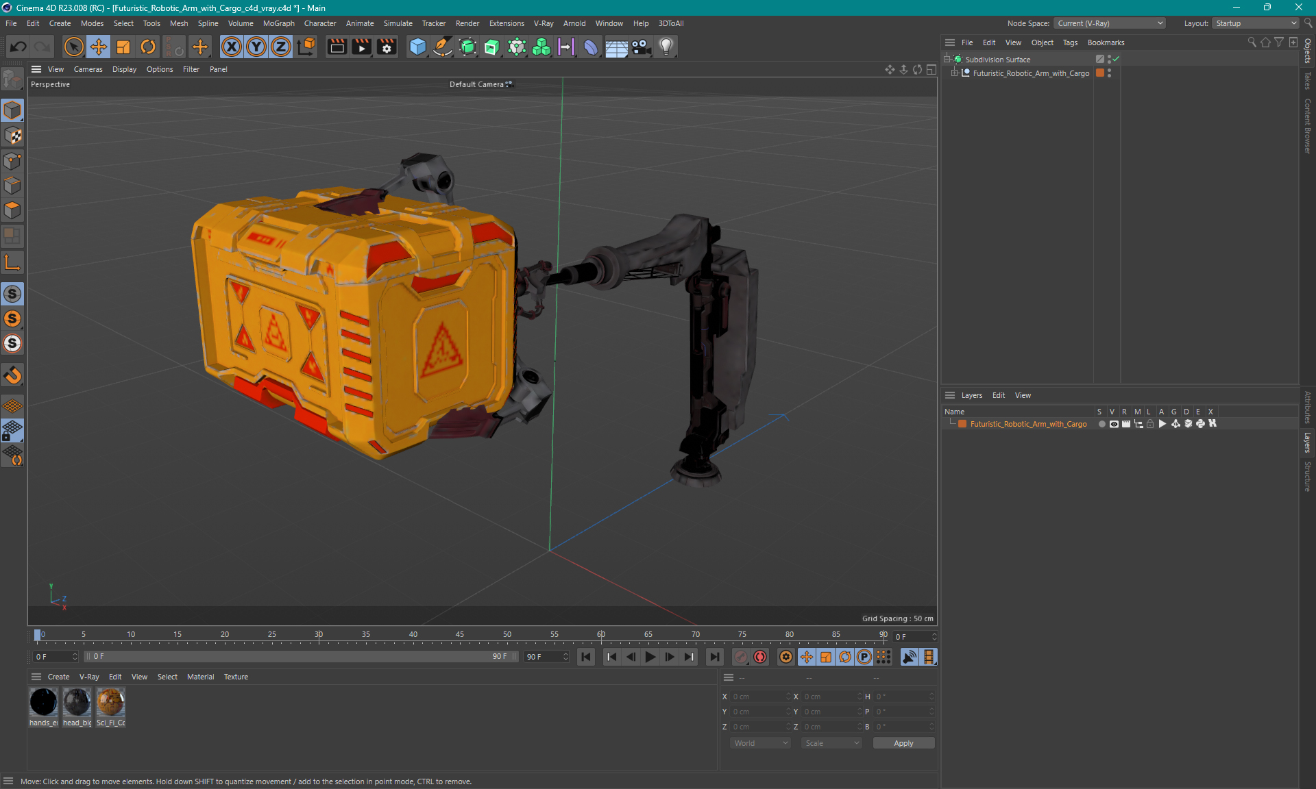 3D Futuristic Robotic Arm with Cargo model