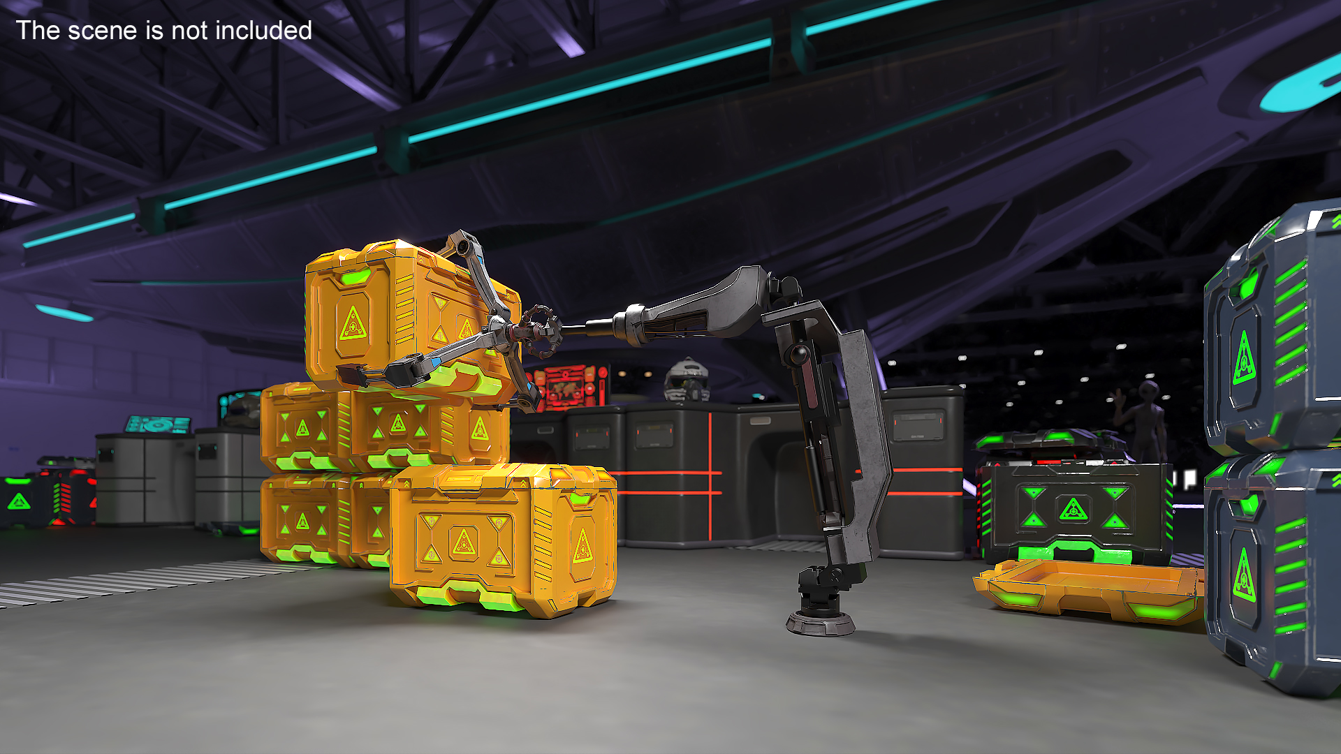 3D Futuristic Robotic Arm with Cargo model