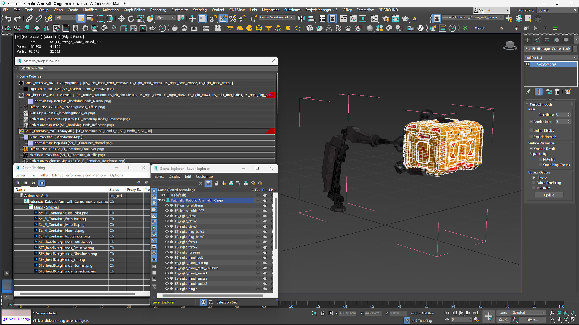 3D Futuristic Robotic Arm with Cargo model