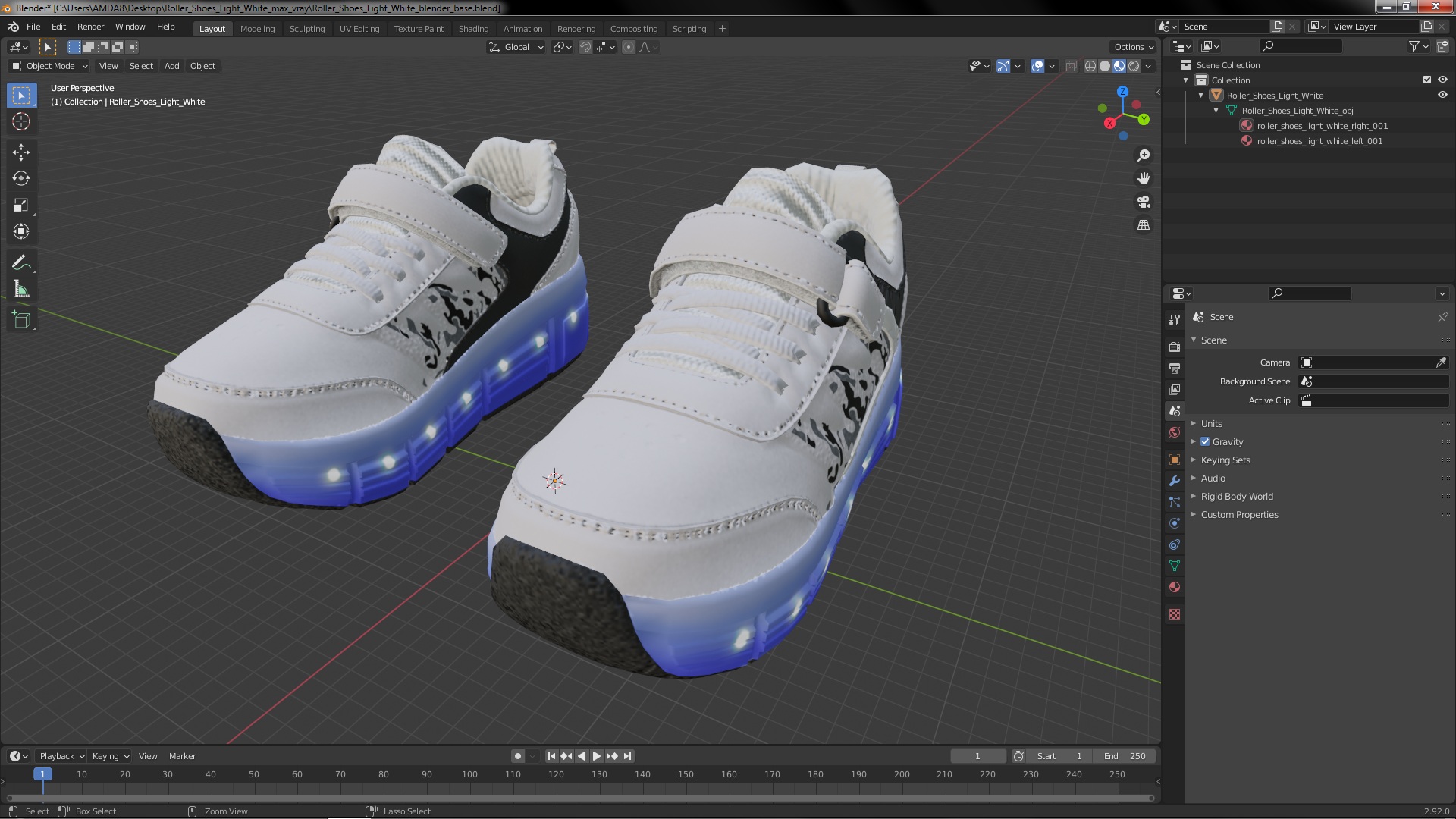 Roller Shoes Light White 3D model