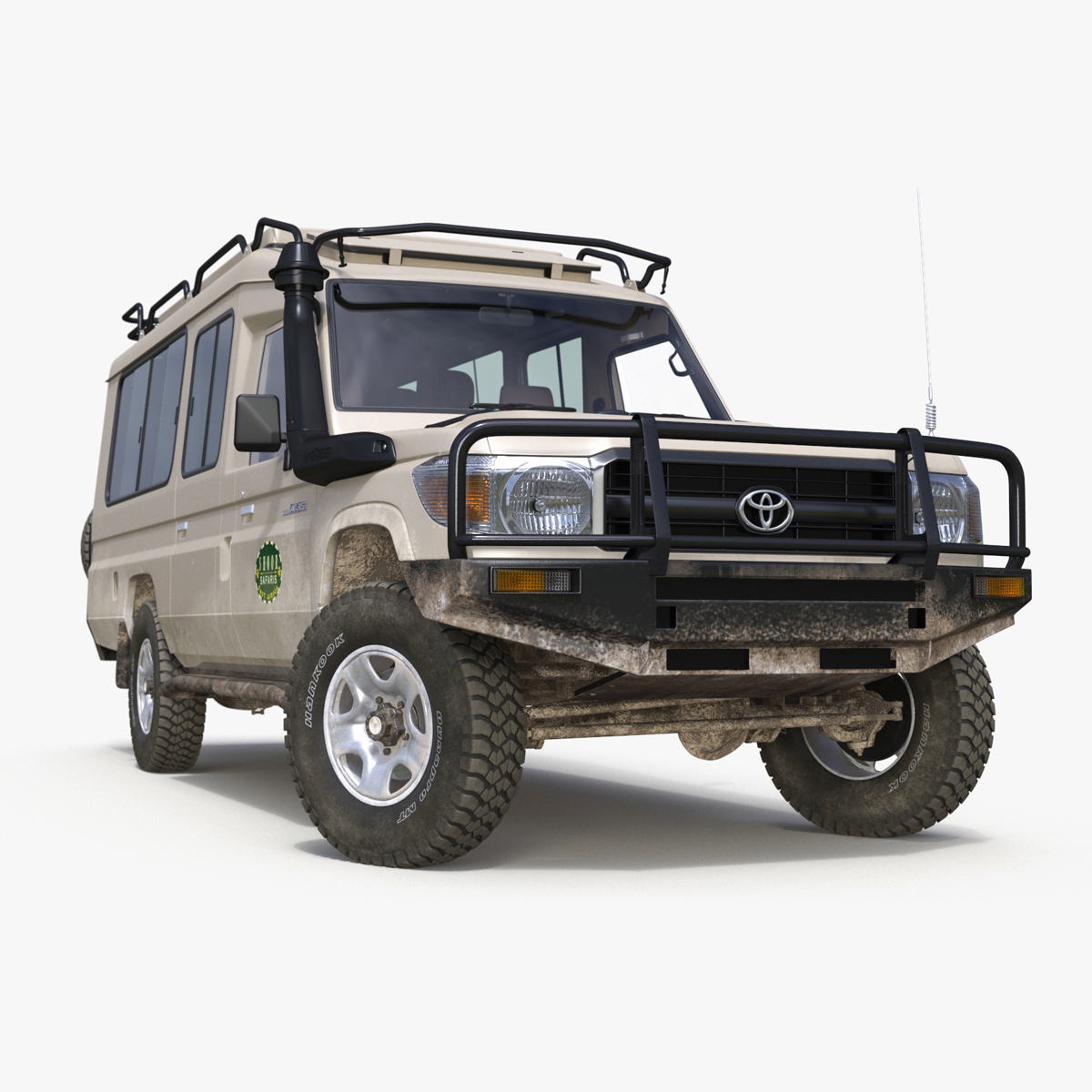 3D model Toyota Land Cruiser Safari Beige Dirty Rigged