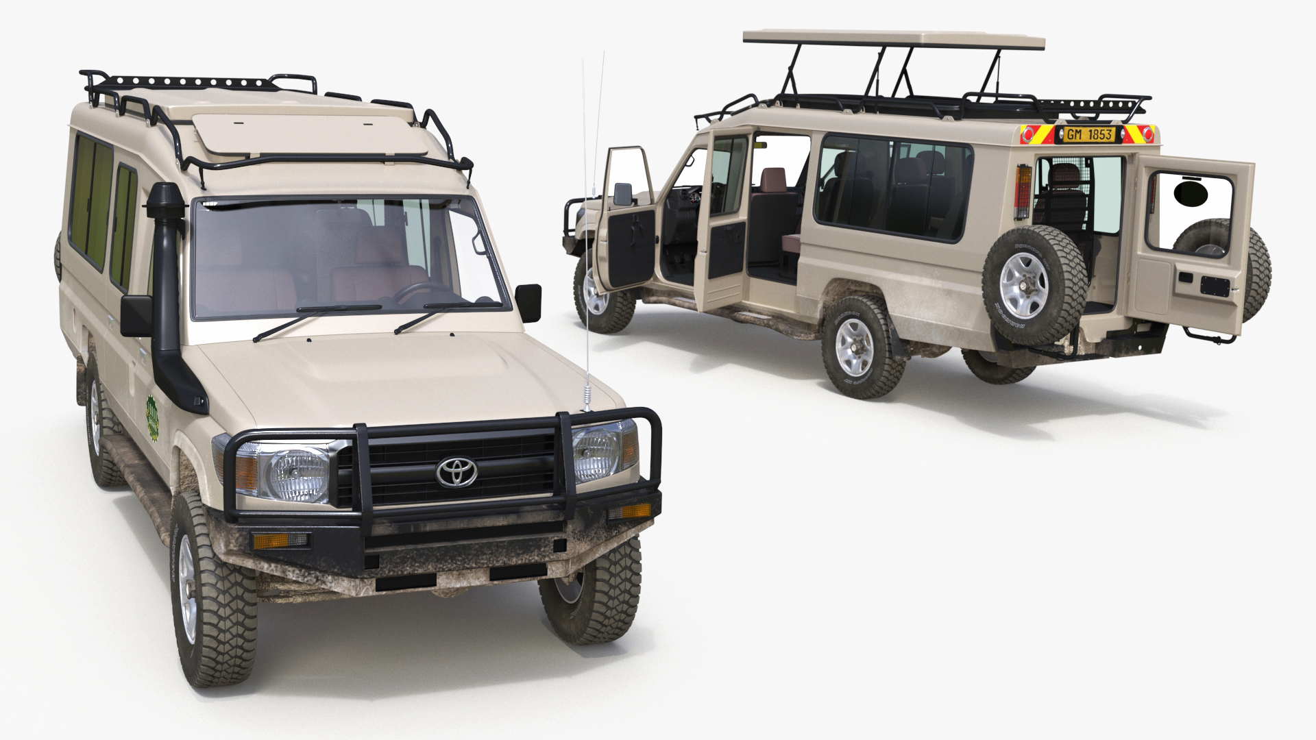 3D model Toyota Land Cruiser Safari Beige Dirty Rigged