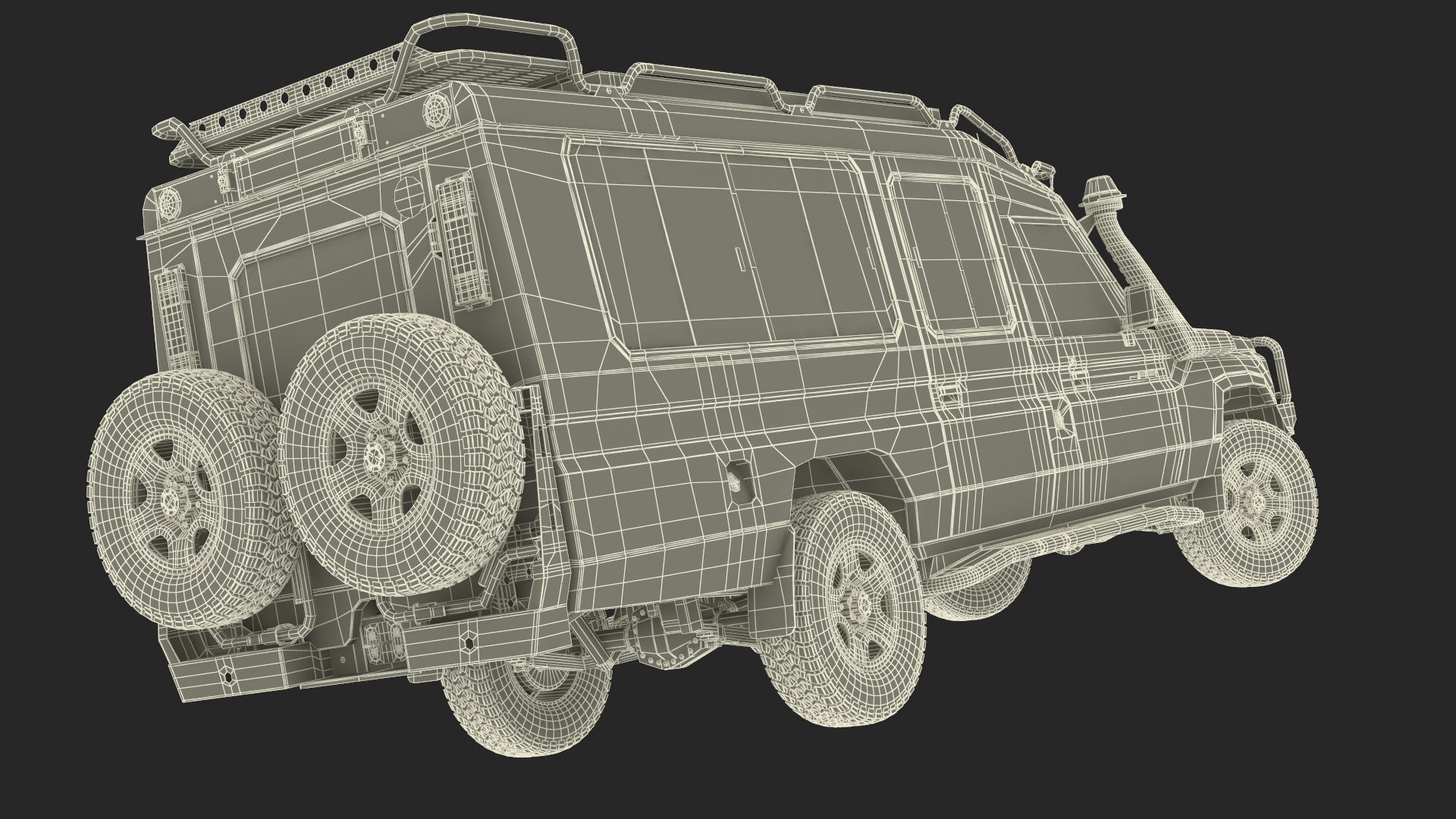 3D model Toyota Land Cruiser Safari Beige Dirty Rigged