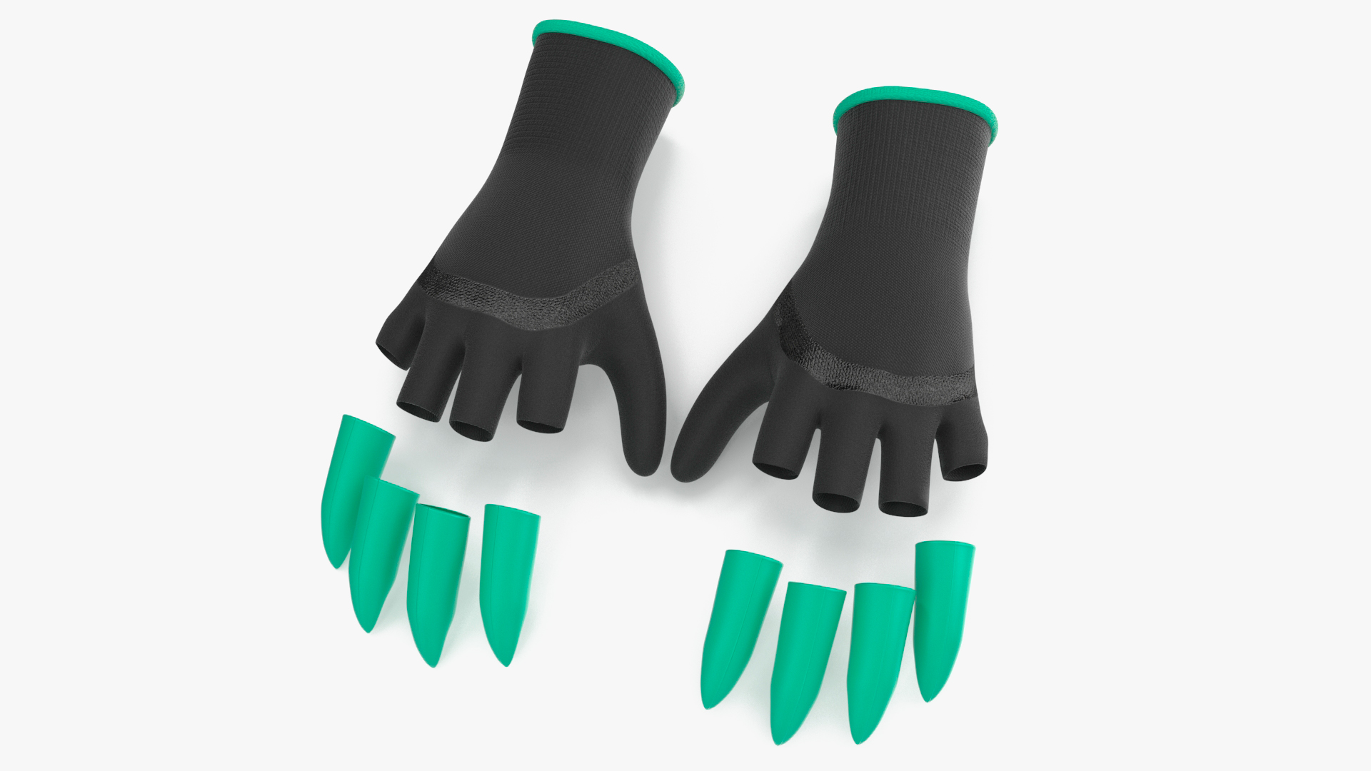 3D Garden Gloves with Plastic Claws Green model