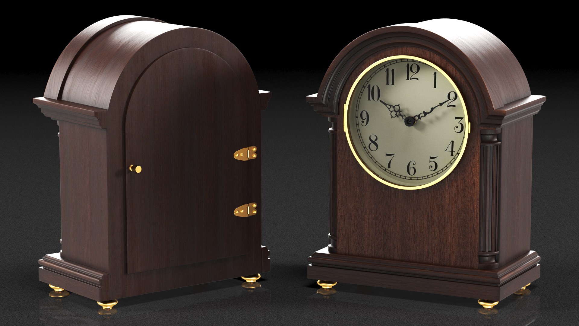 3D Barrister Style Mantel Clock model