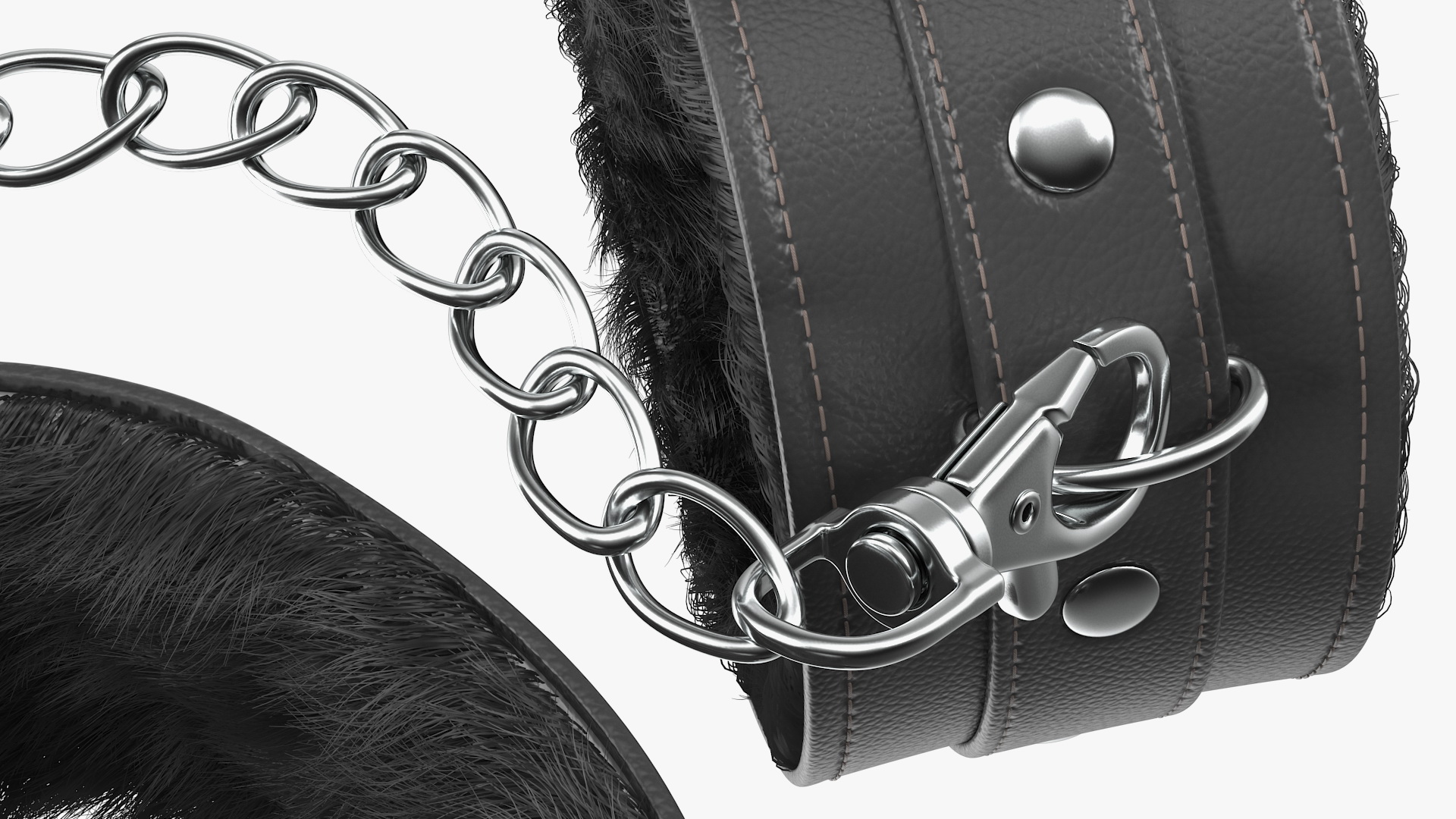 3D Leather Wrist Cuffs with Fur model