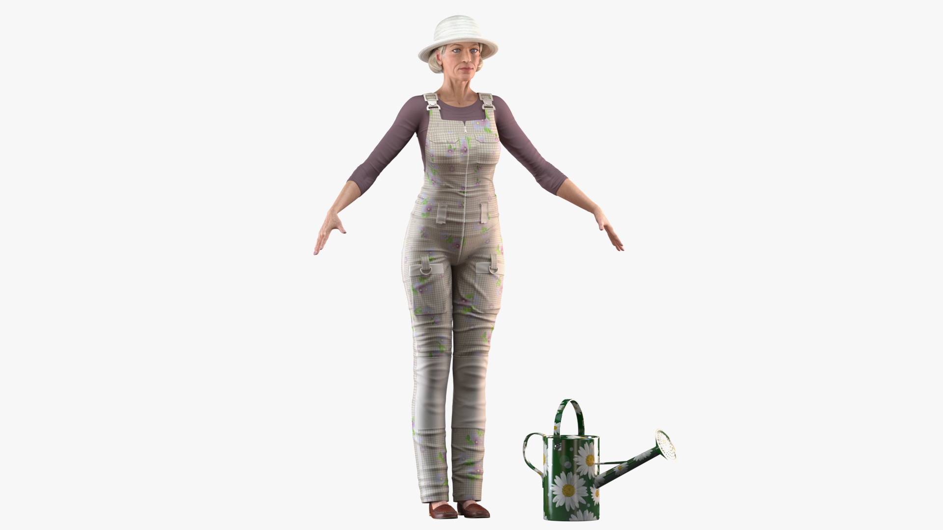 3D Old Woman Farmer T Pose model