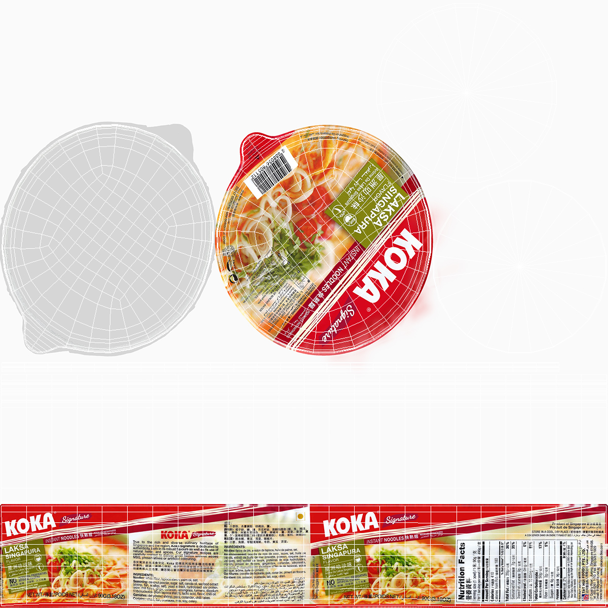 3D KOKA Signature Laksa Singapura Noodles Open Bowl model