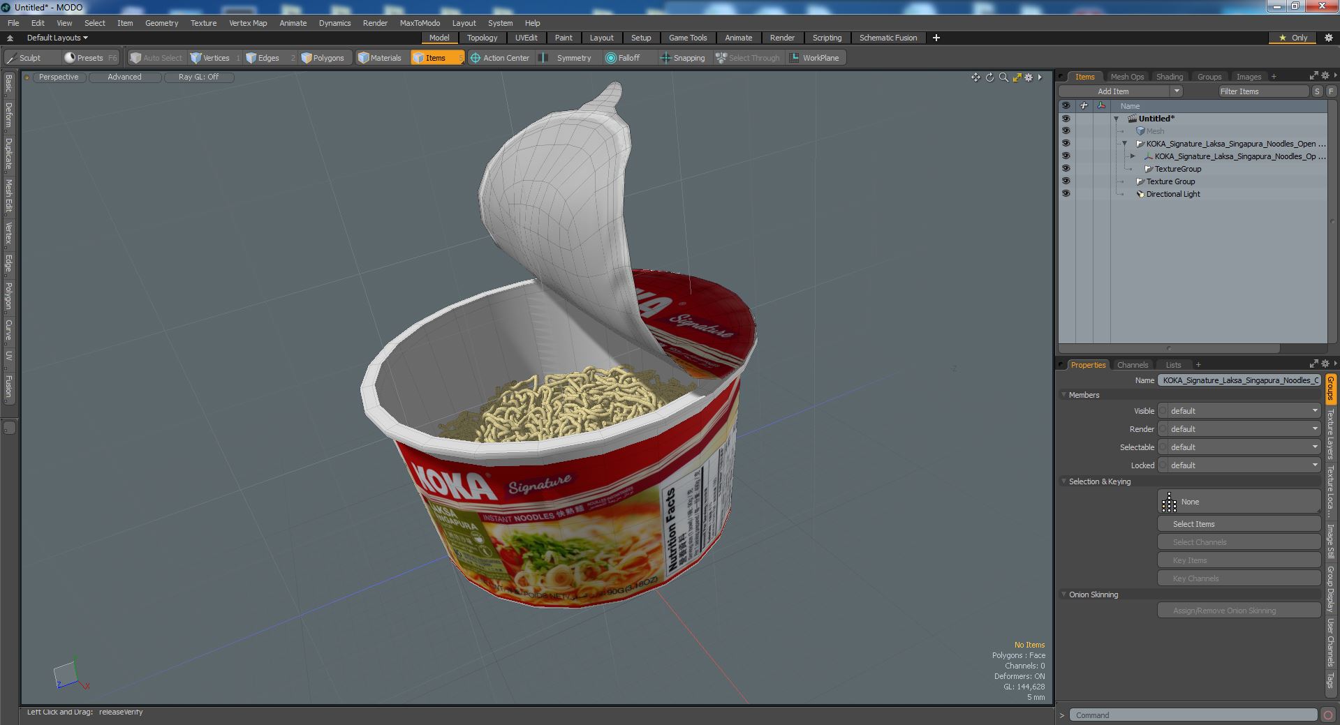 3D KOKA Signature Laksa Singapura Noodles Open Bowl model