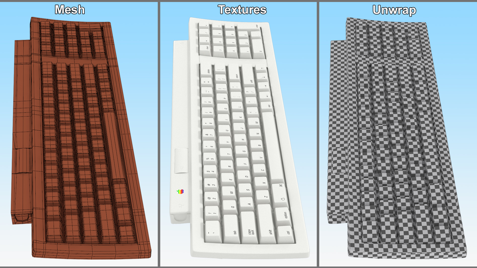 3D model Vintage Apple Keyboard II