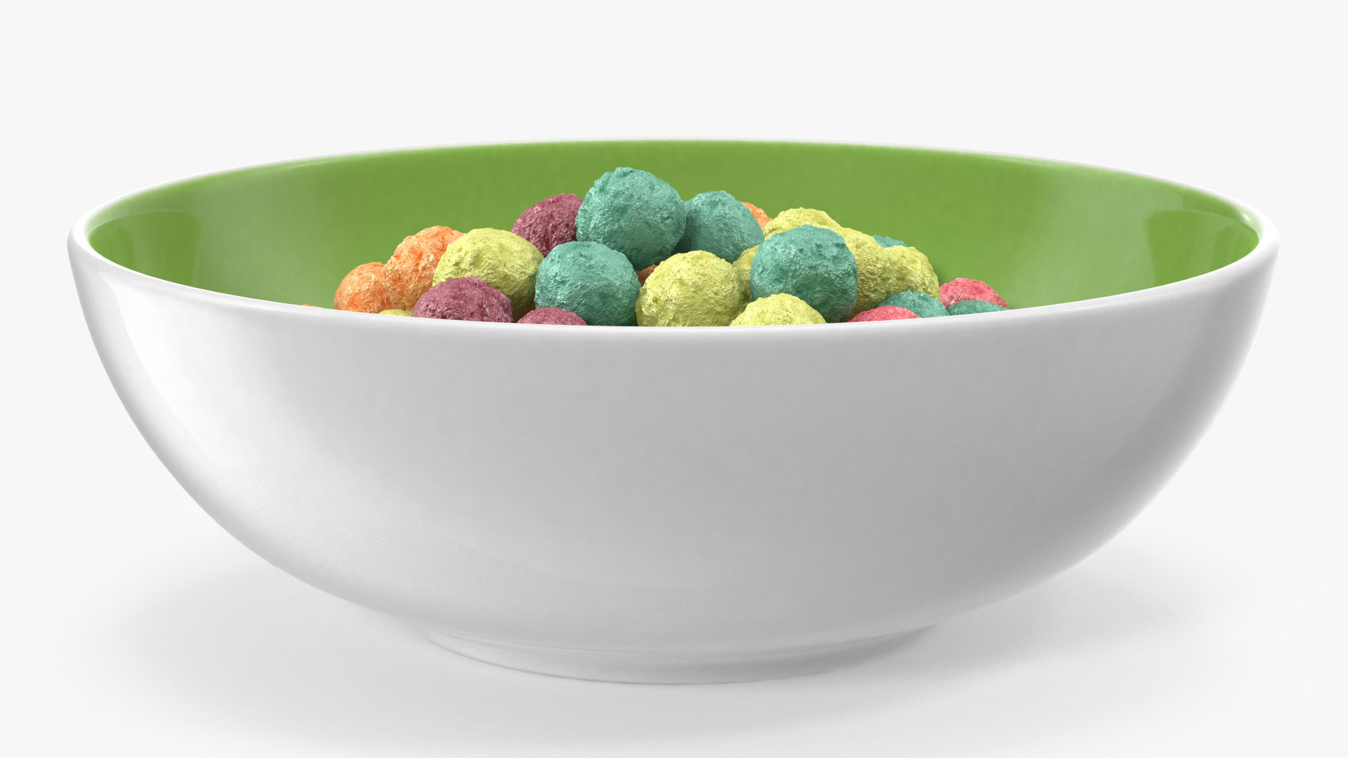 Bowl of Colorful Cereal Balls 3D model