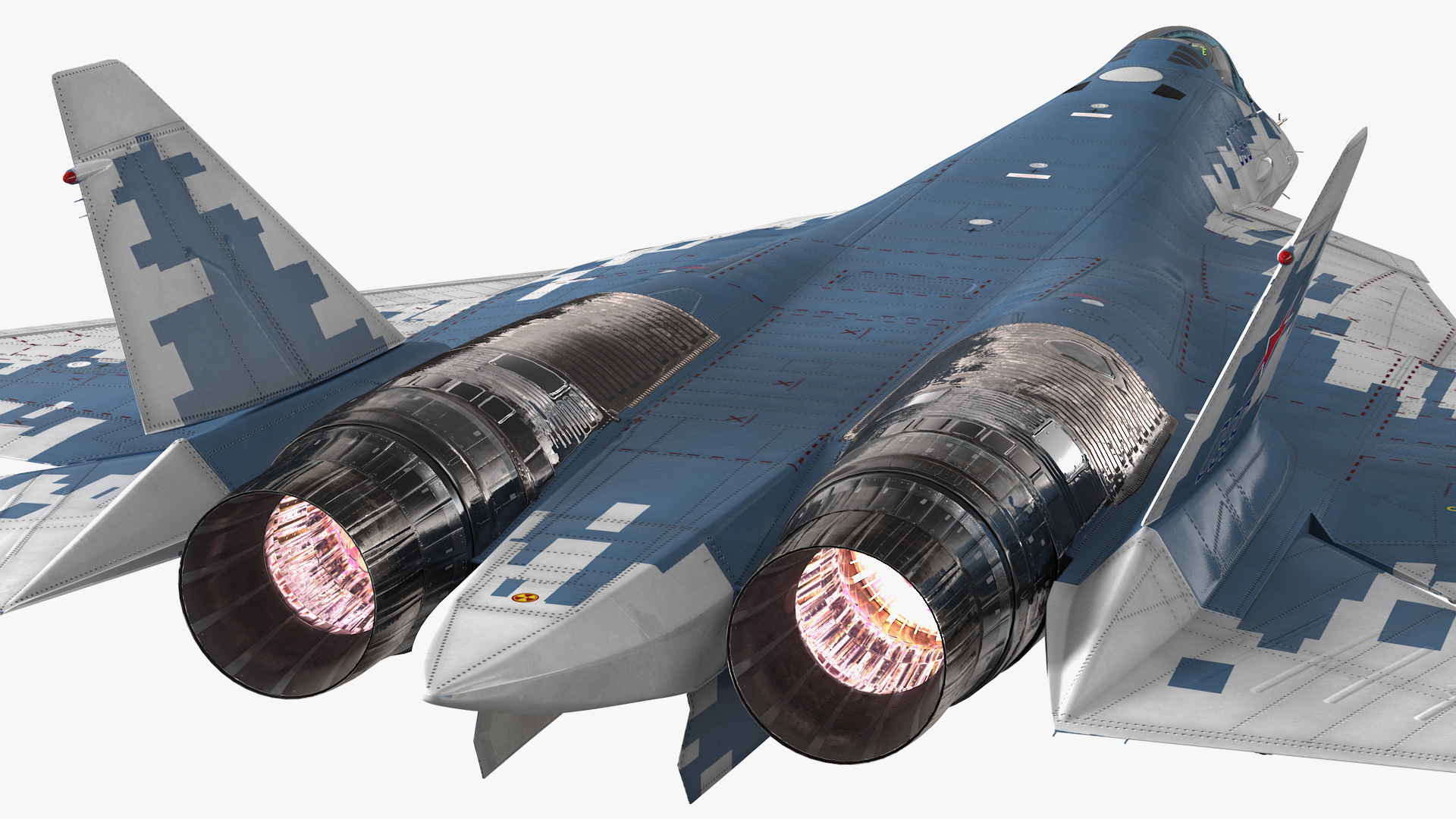 SU 57 Stealth Jet Fighter Pixel Camouflage Rigged 3D model