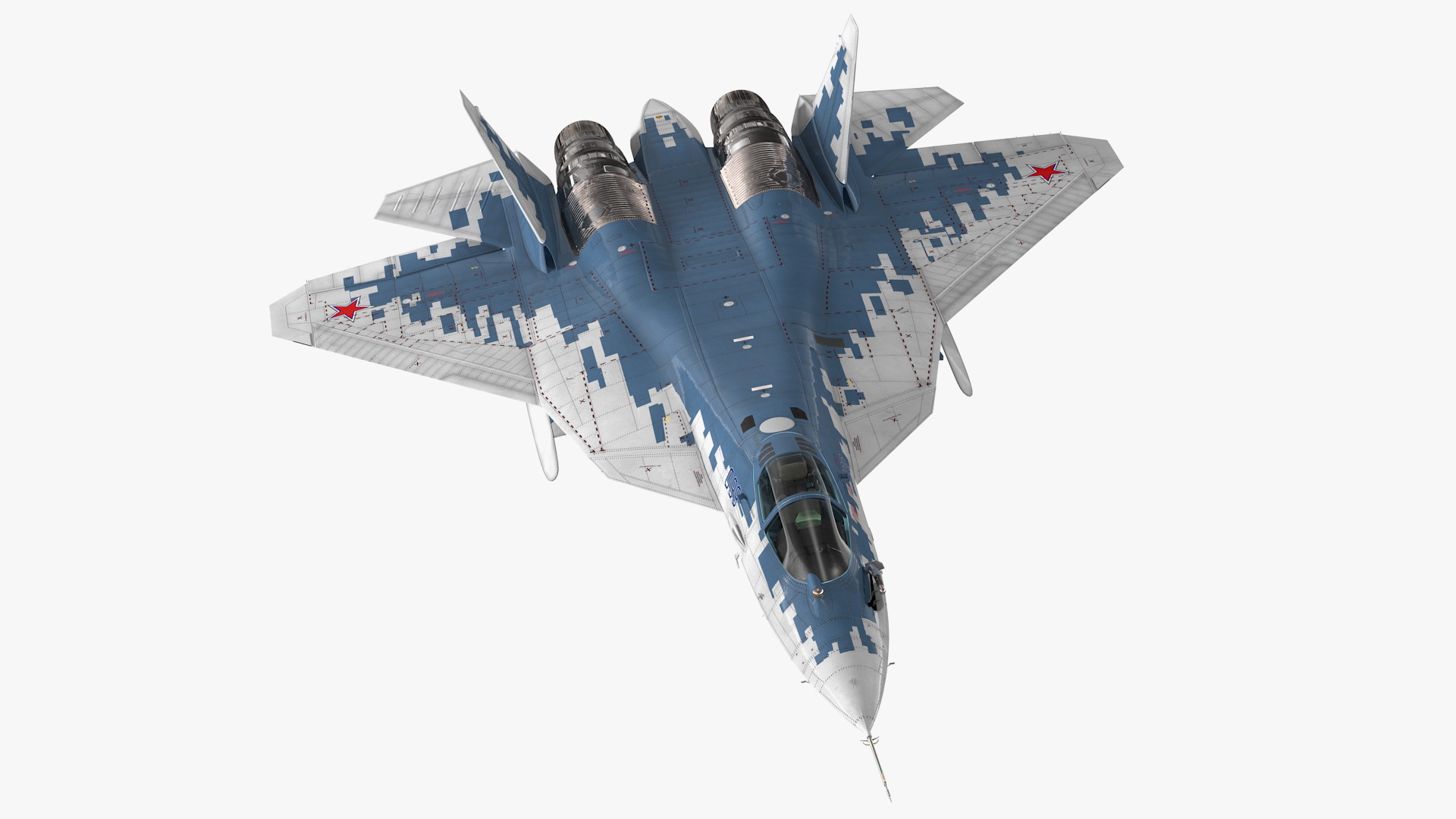 SU 57 Stealth Jet Fighter Pixel Camouflage Rigged 3D model