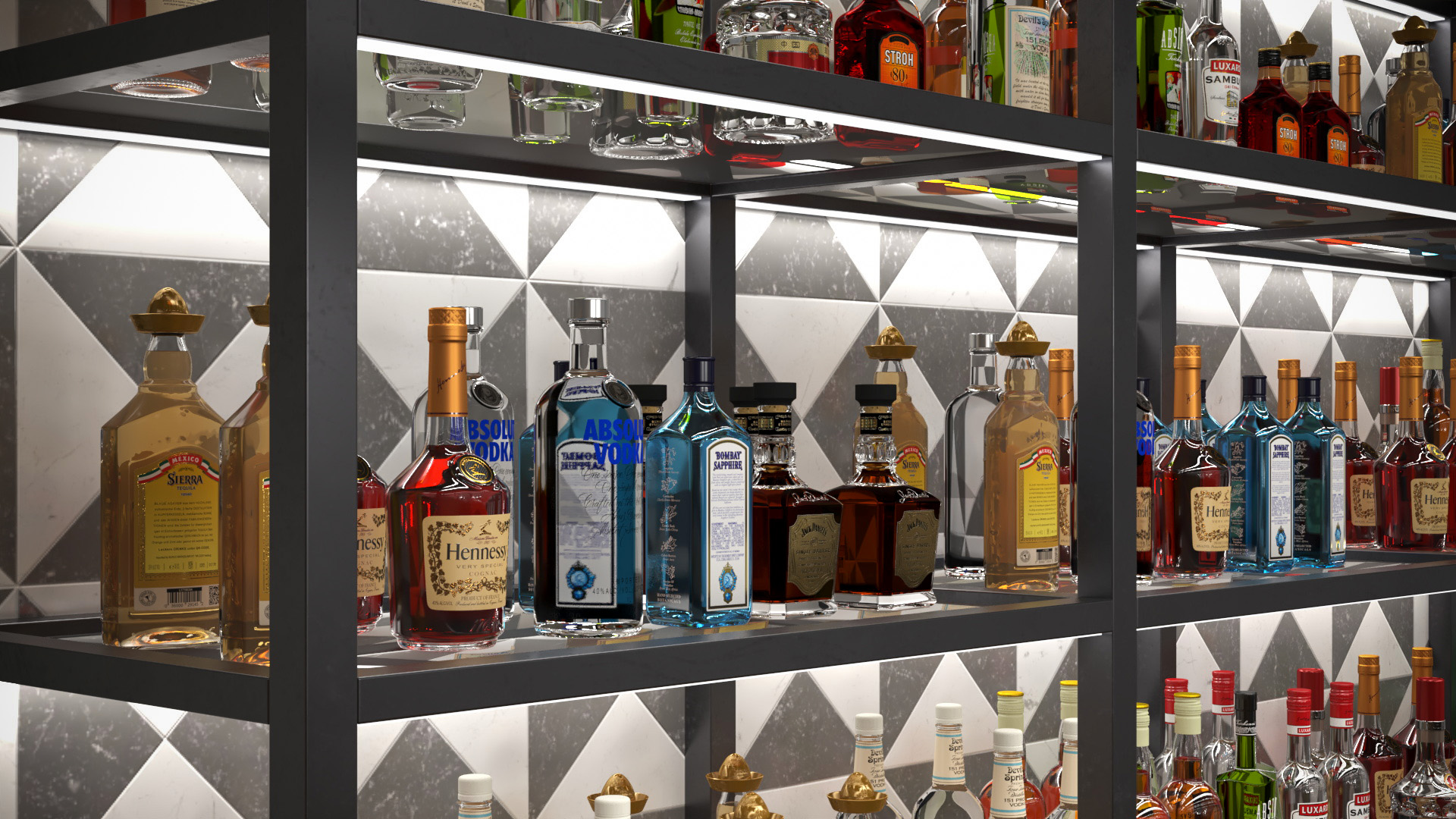 3D Modern Bar with Shelves model