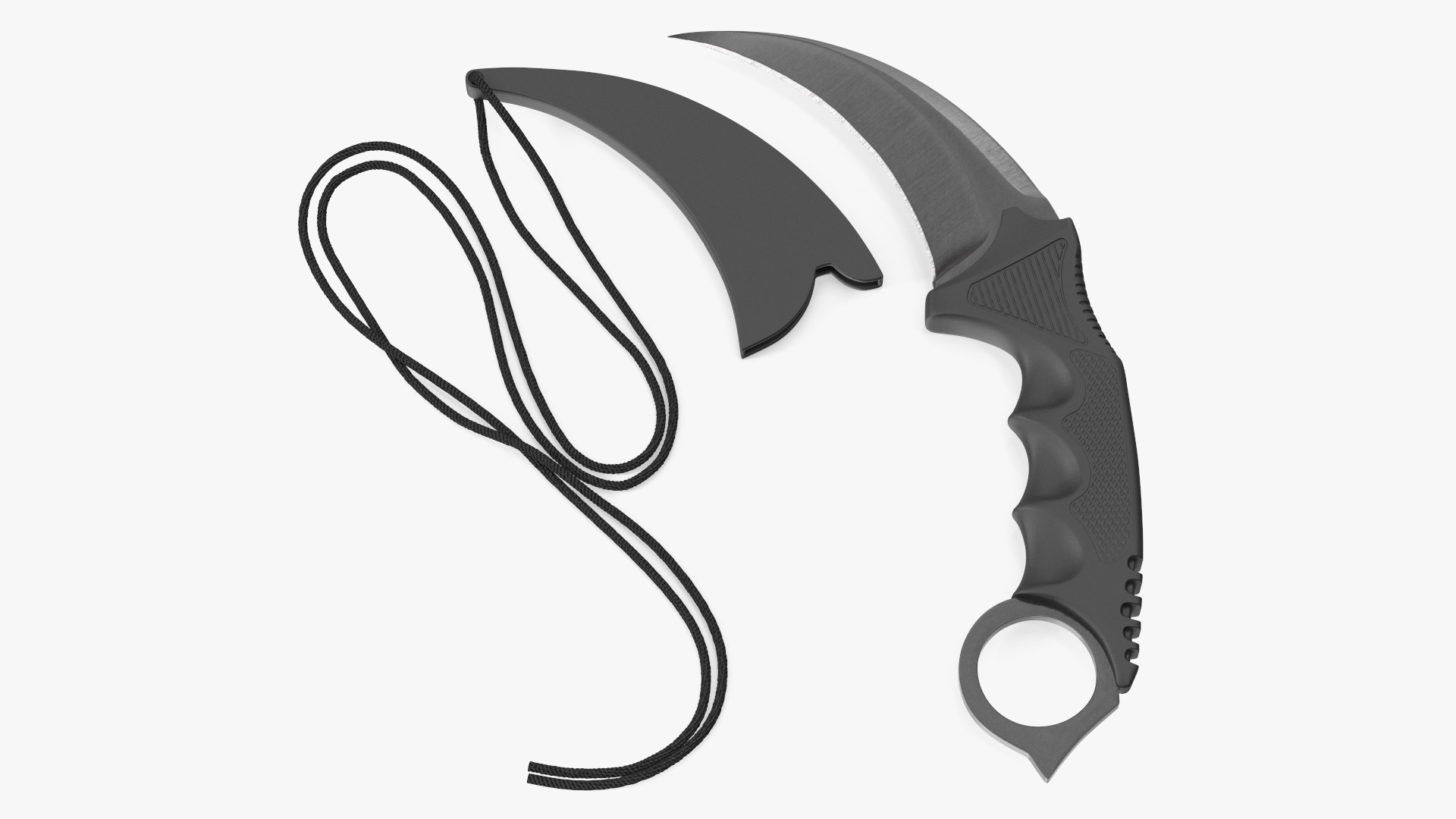 Combat Karambit Knife with Sheath Black 3D model