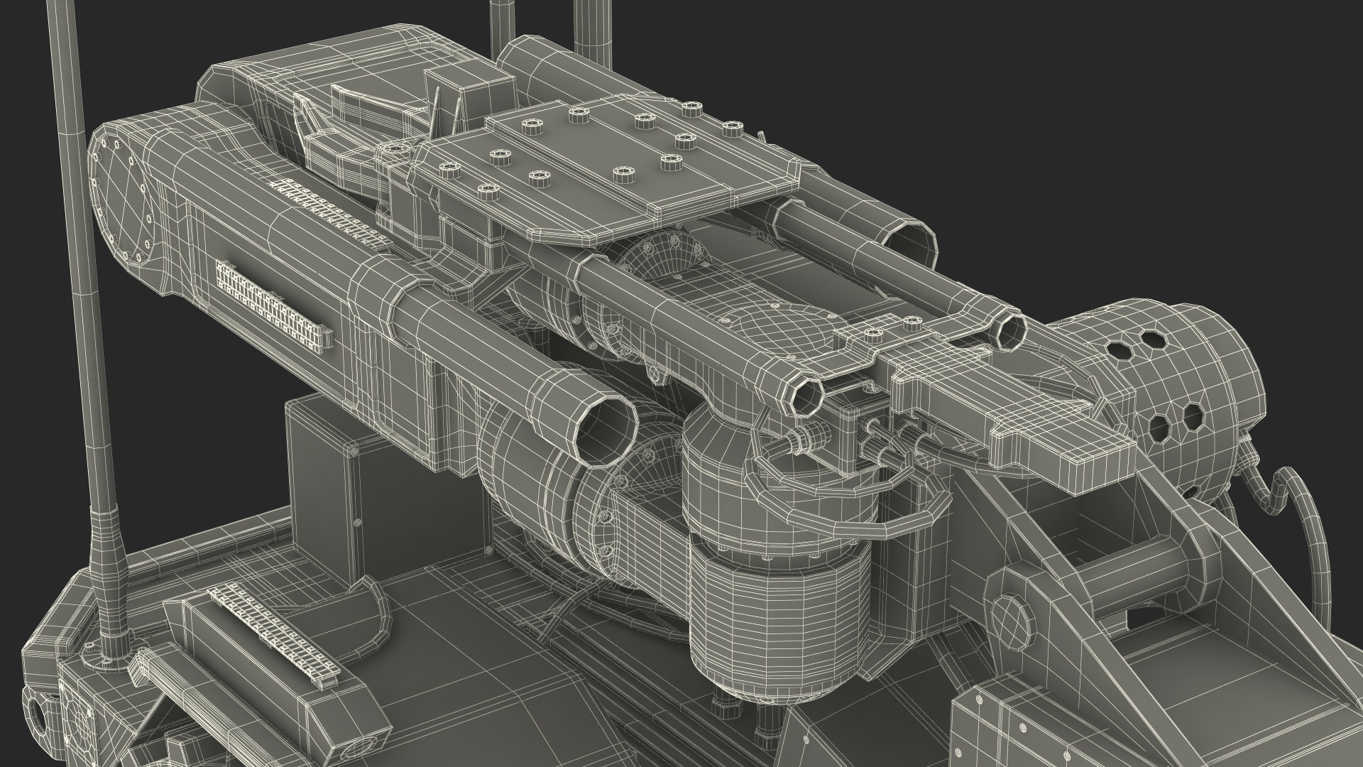 Old Multifunctional Robotic System Black Rigged 3D