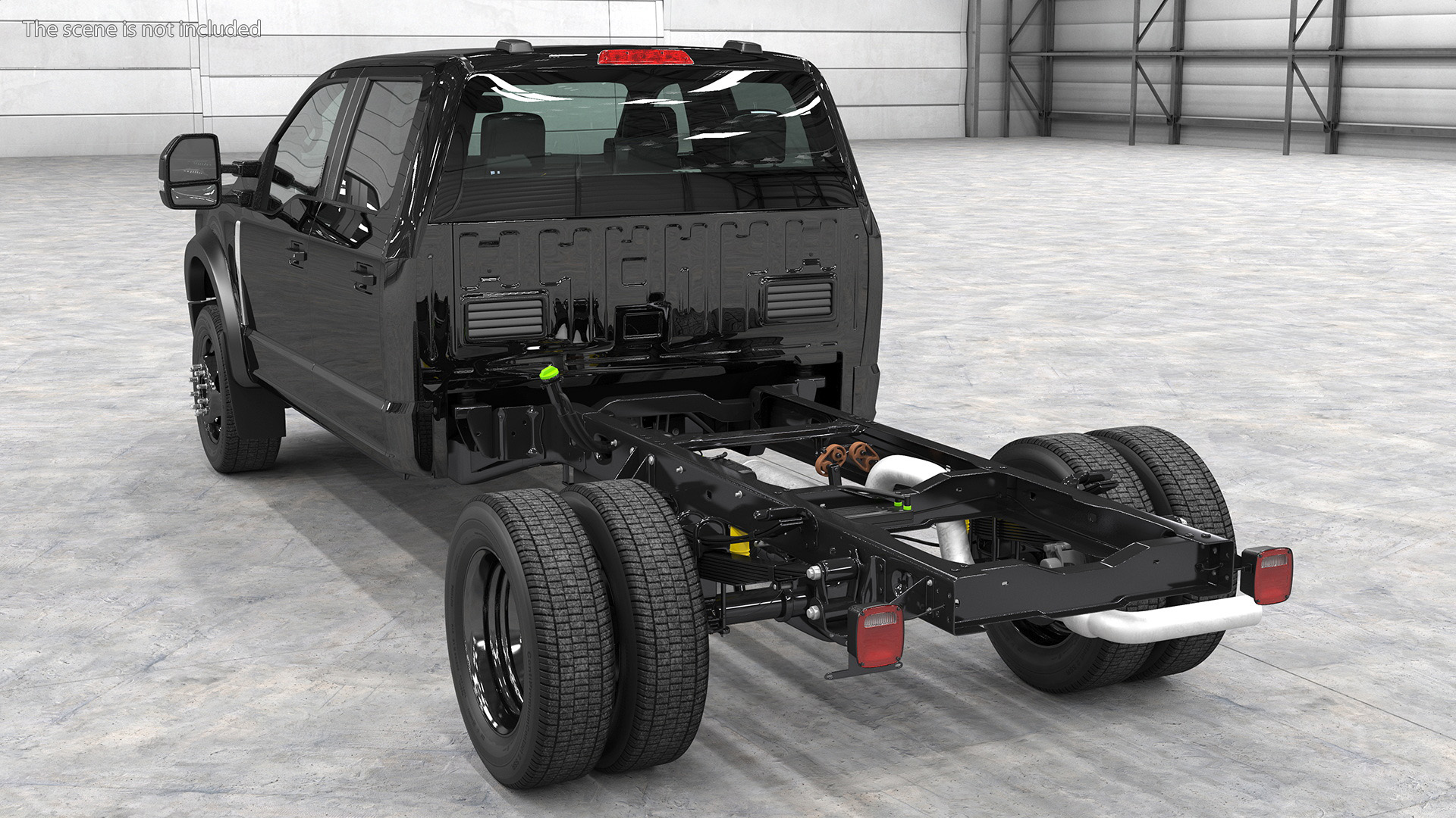 3D Black Chassis Cab Four Doors model