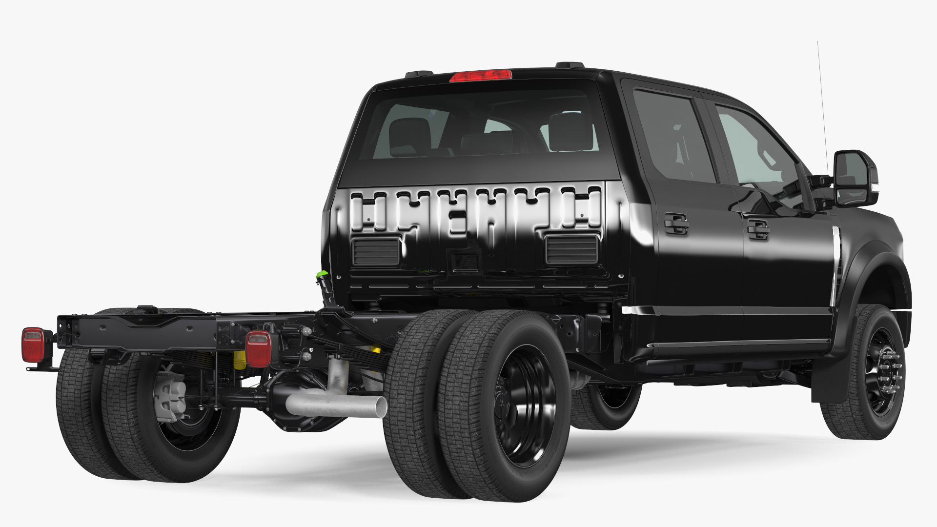 3D Black Chassis Cab Four Doors model