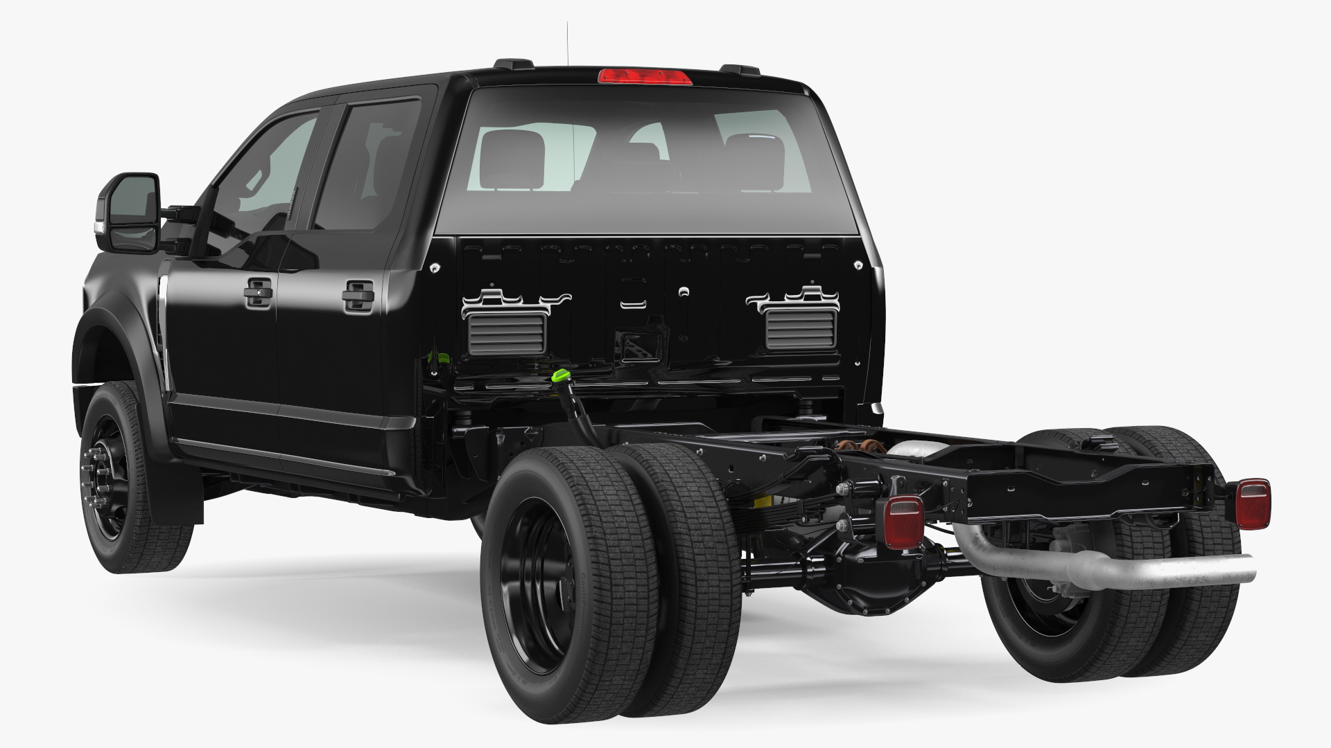 3D Black Chassis Cab Four Doors model